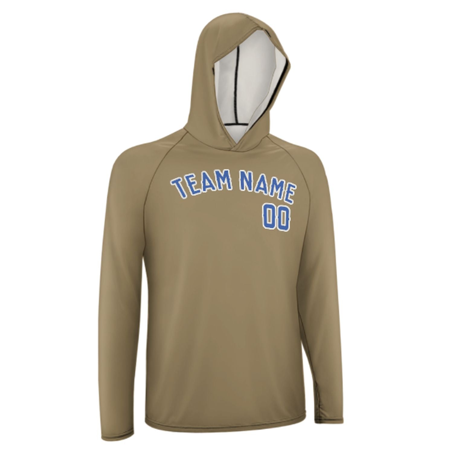 Maßgeschneidertes Hellkhaki Himmelblau UV-Hoodie