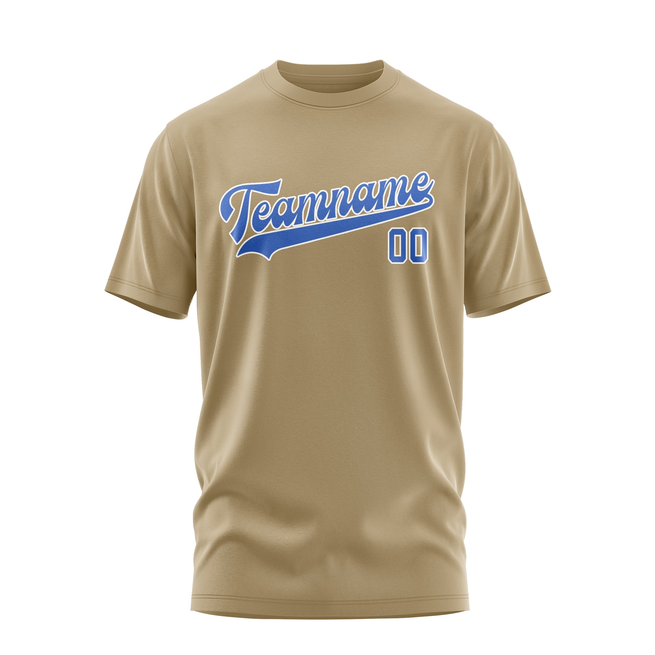 Maßgeschneidertes Hellkhaki Himmelblau T-Shirt