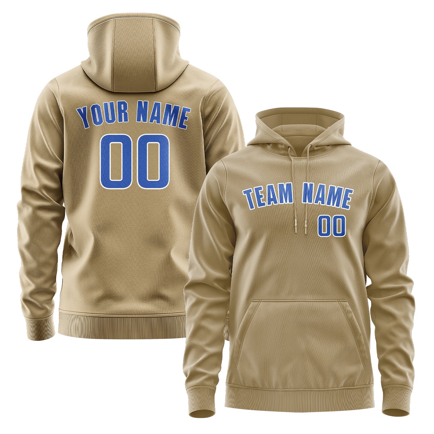 Maßgeschneidertes Hellkhaki Himmelblau Hoodie