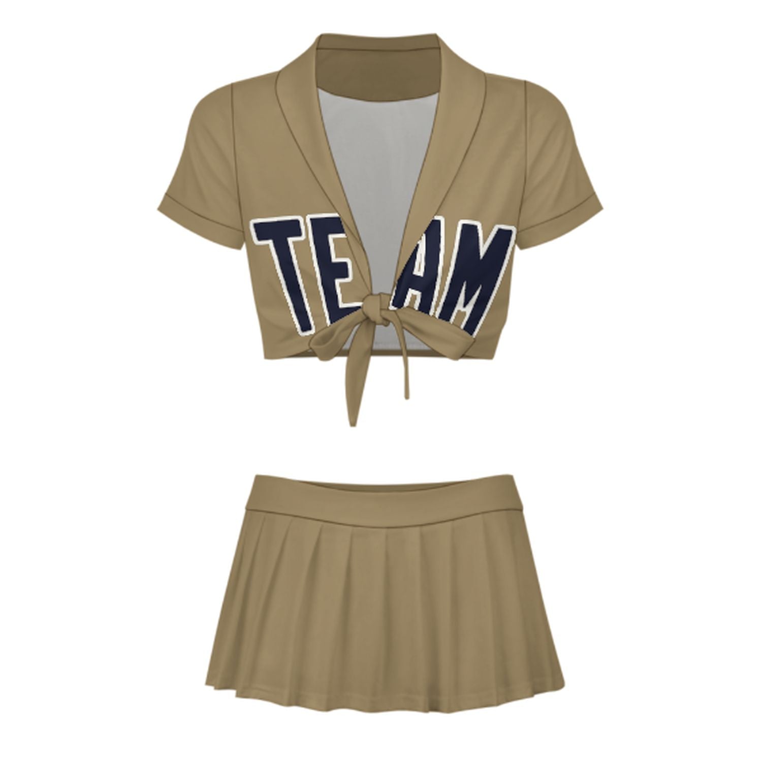 Maßgeschneidertes Hellkhaki Stahlblau Cheerleader Outfit Set