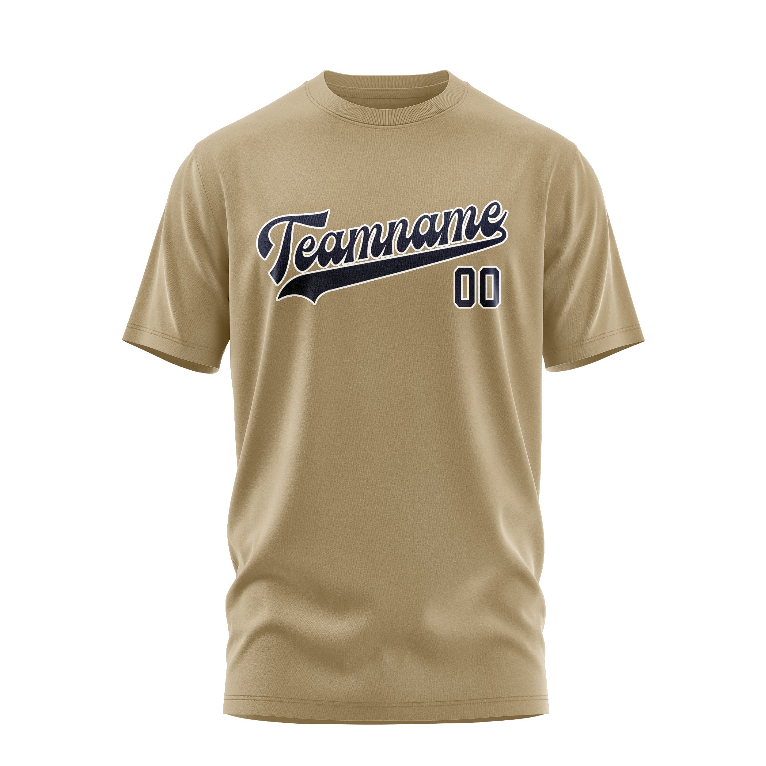 Maßgeschneidertes Hellkhaki Stahlblau T-Shirt