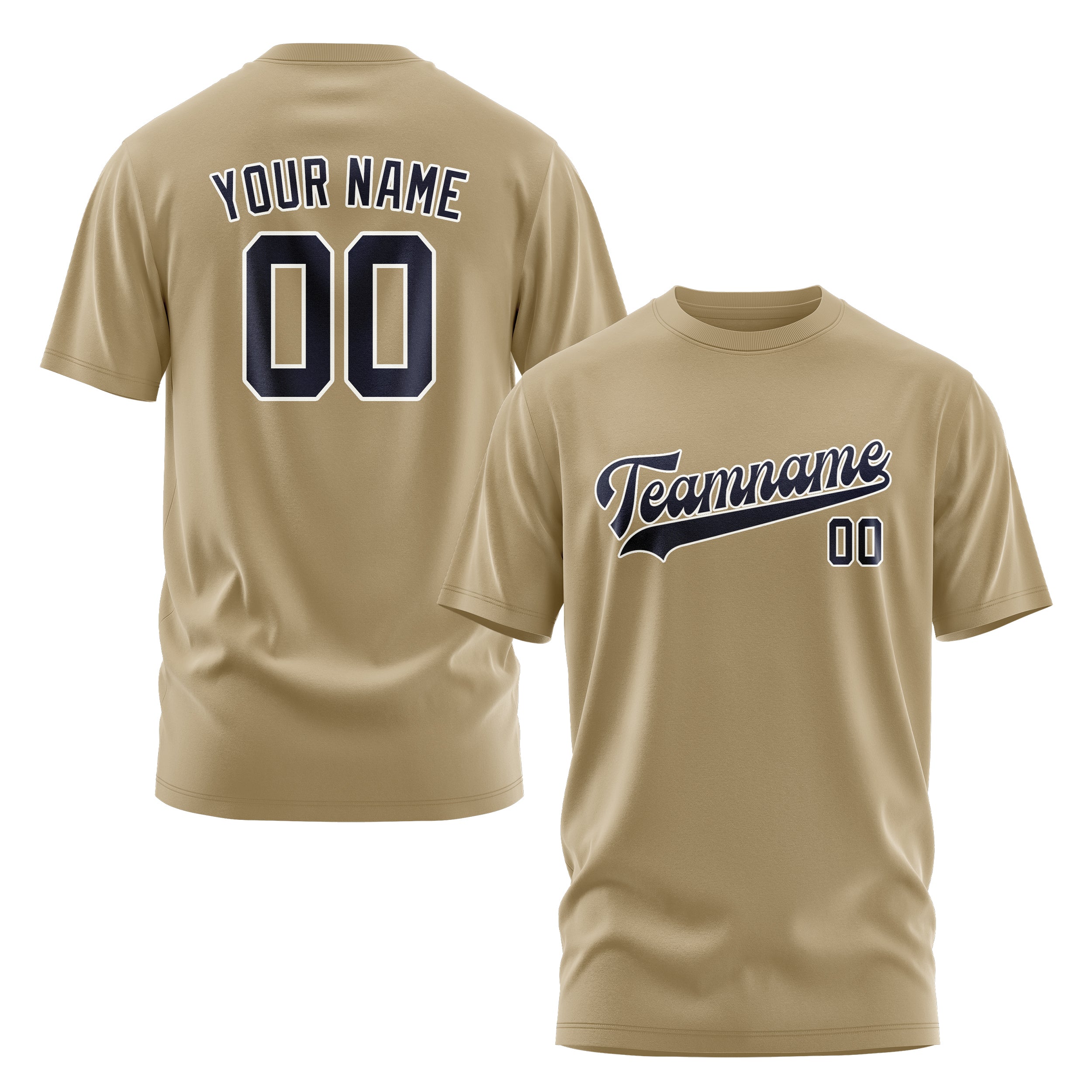 Maßgeschneidertes Hellkhaki Stahlblau T-Shirt