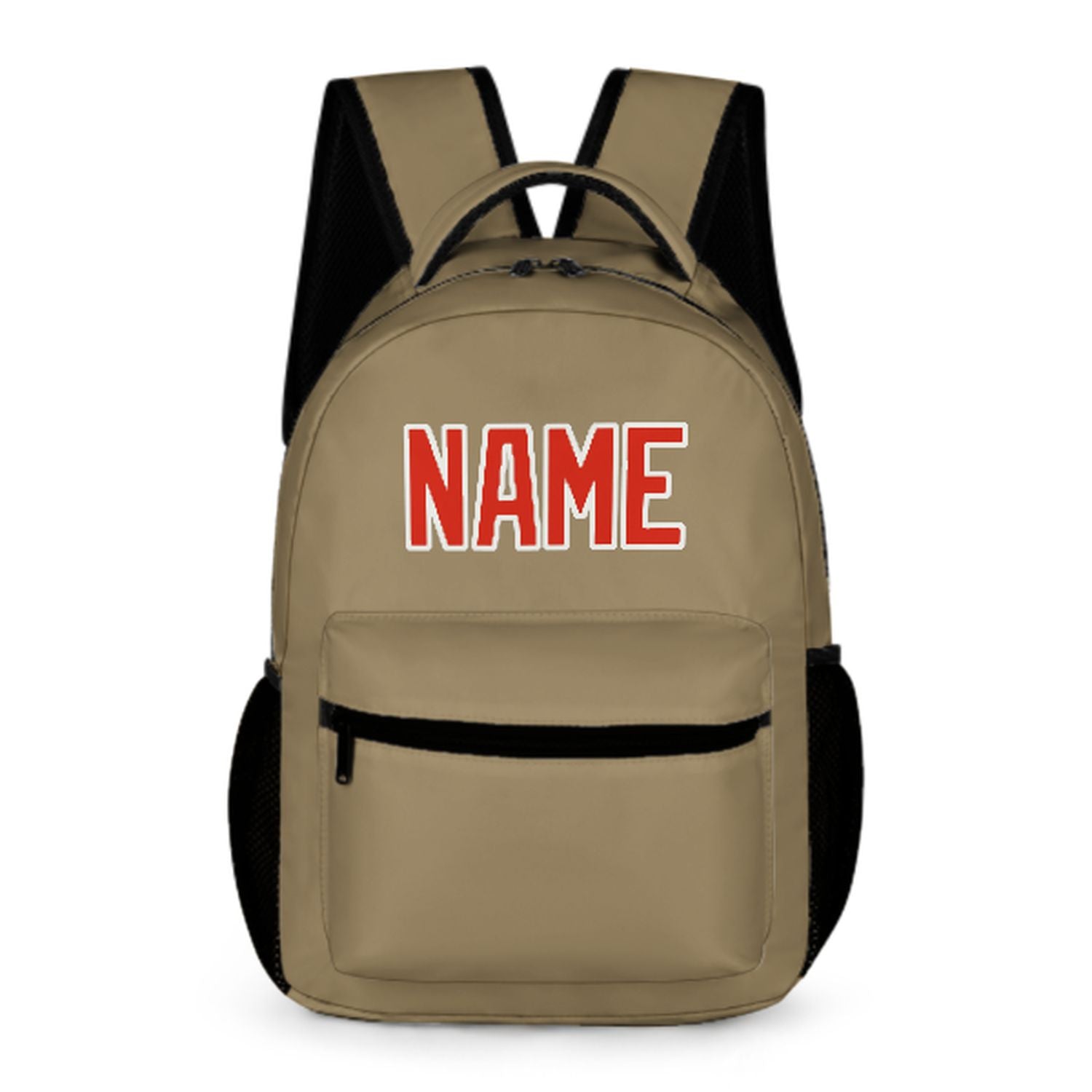 Maßgeschneidertes Hellkhaki Orangerot Kinderrucksack