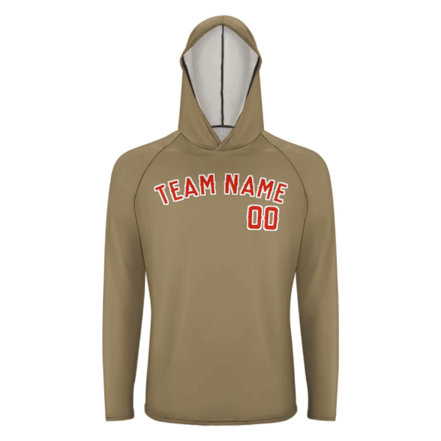 Maßgeschneidertes Hellkhaki Orangerot UV-Hoodie