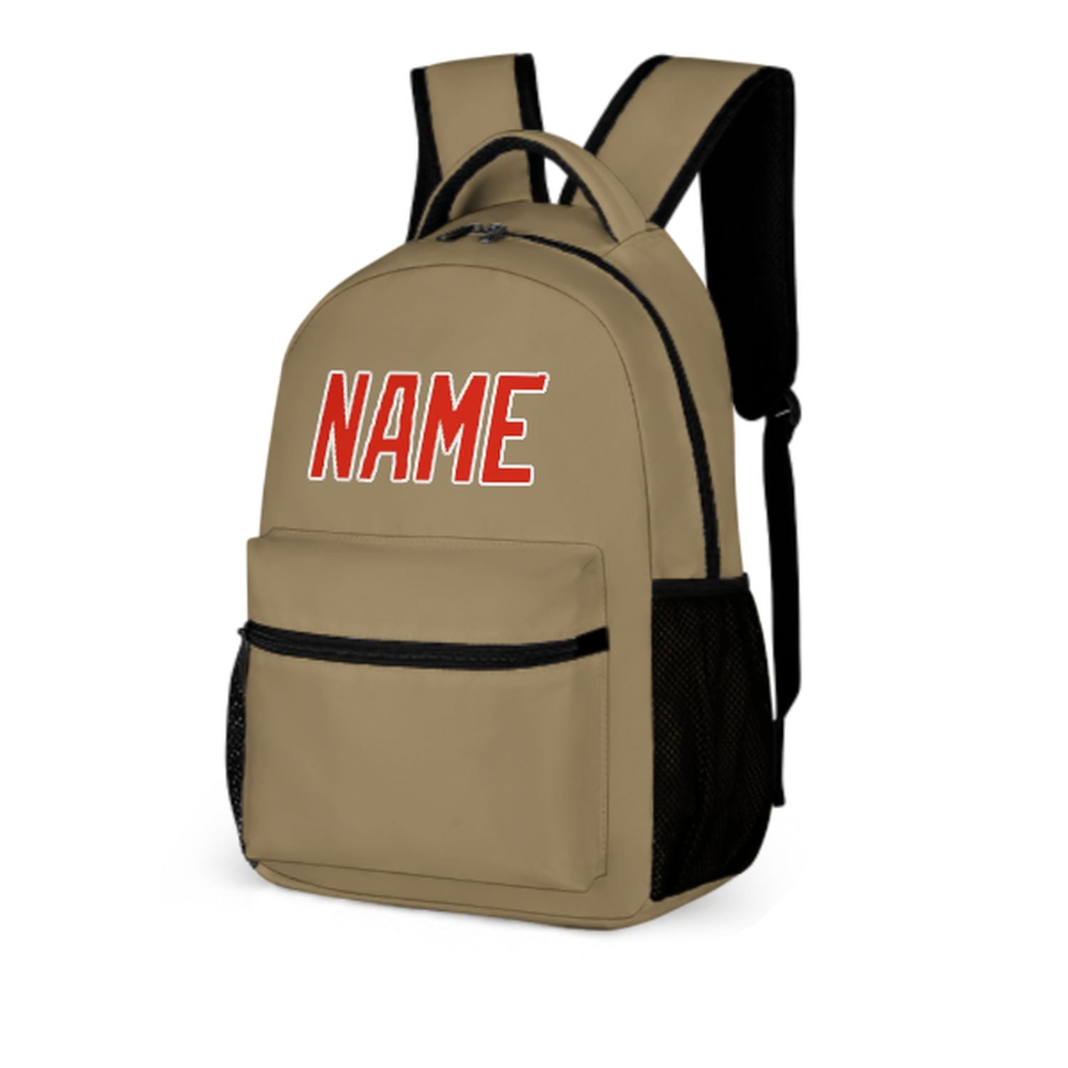 Maßgeschneidertes Hellkhaki Orangerot Kinderrucksack