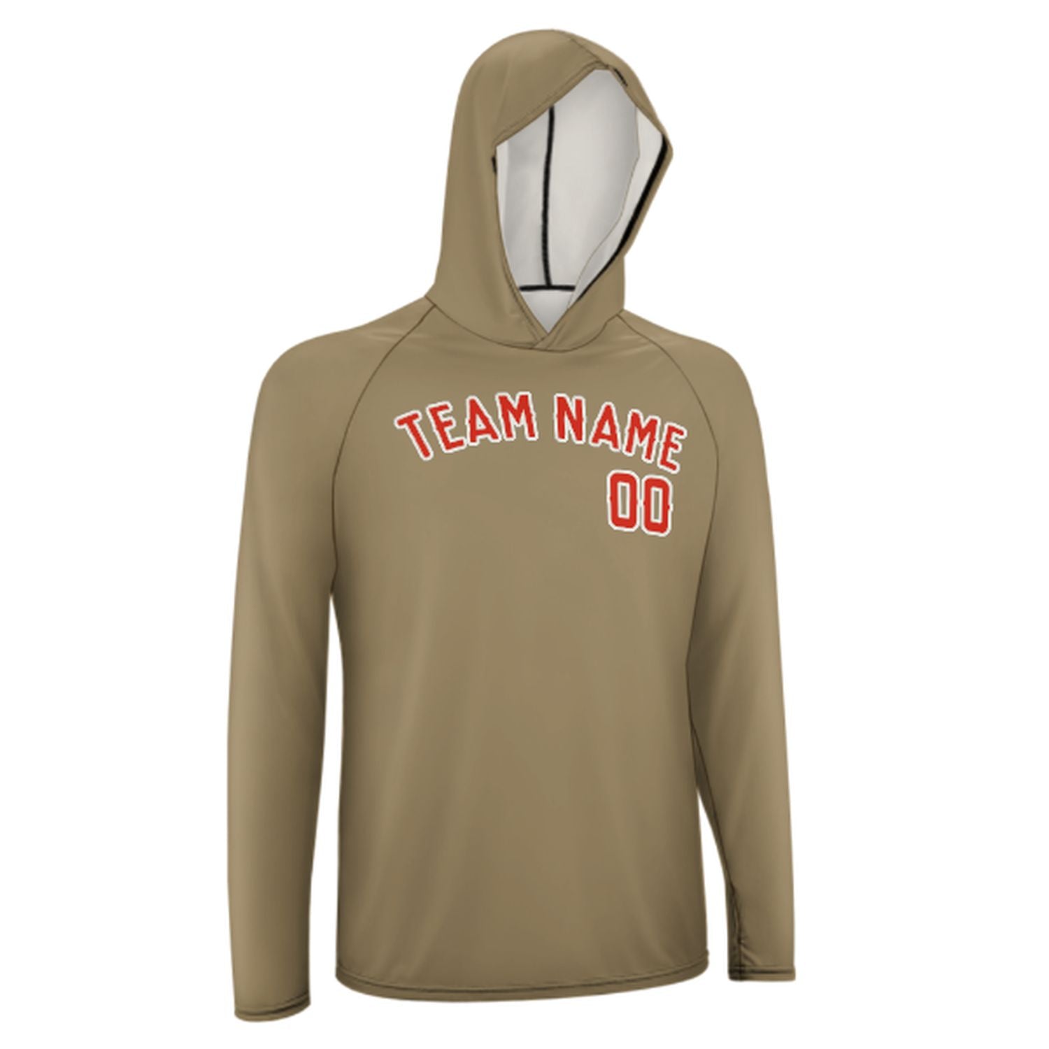 Maßgeschneidertes Hellkhaki Orangerot UV-Hoodie