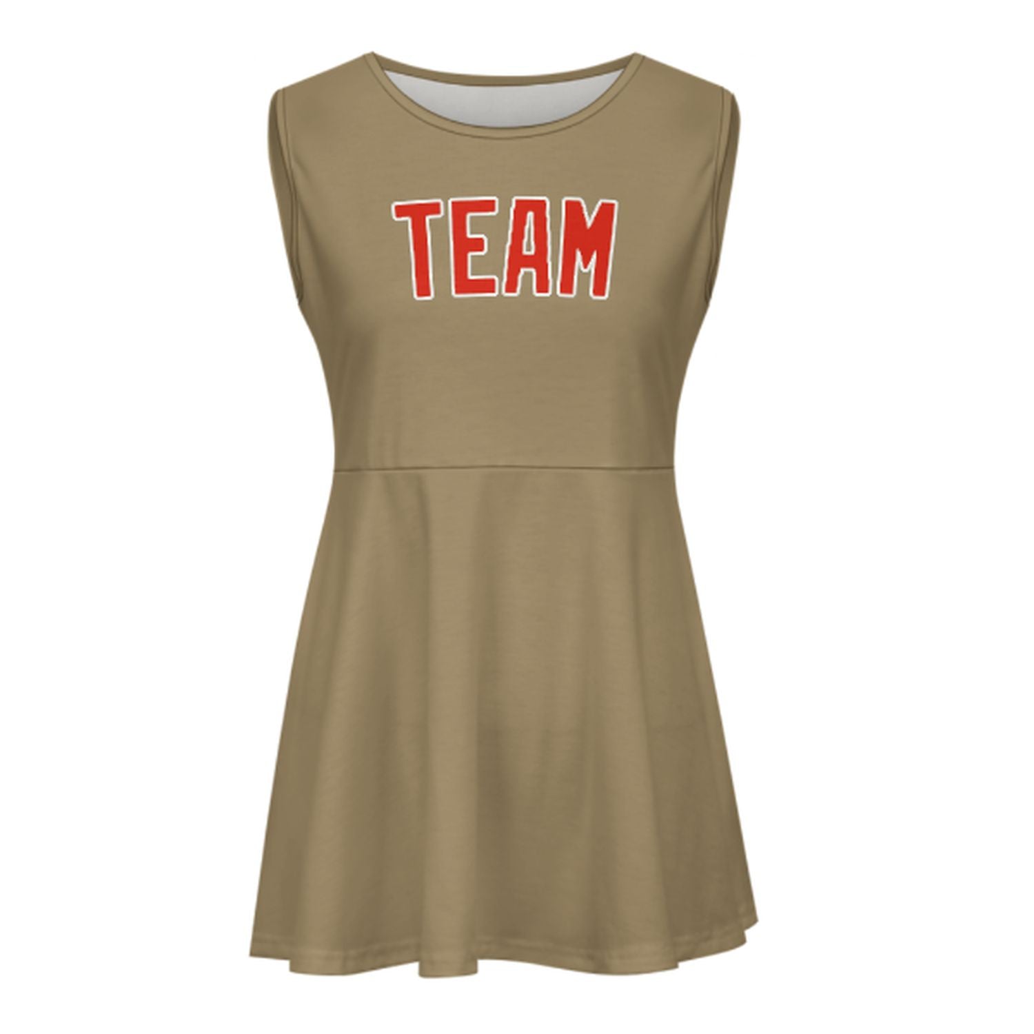 Maßgeschneidertes Hellkhaki Orangerot Cheerleader-Kleid