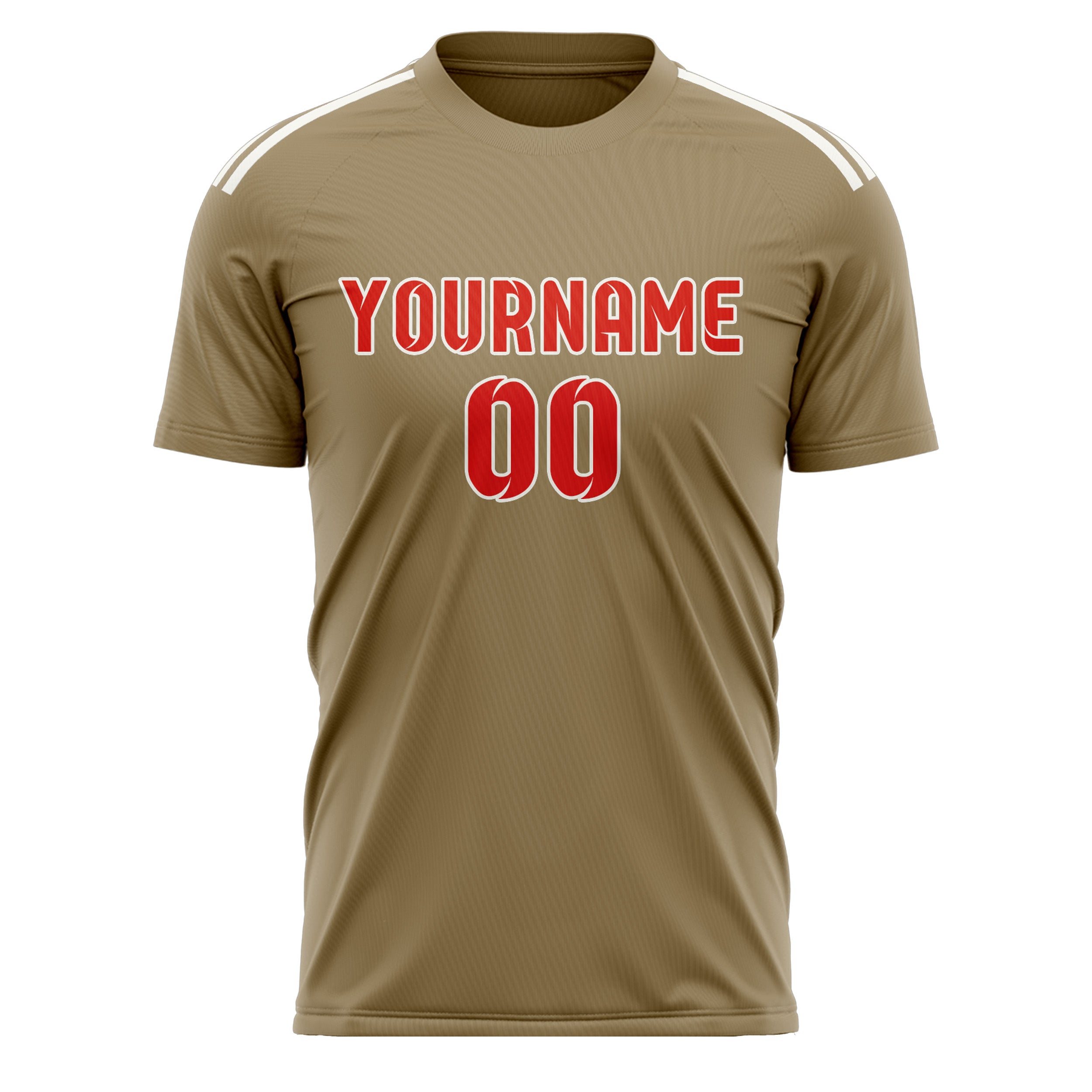 Benutzerdefiniertes Professionelles Hellkhaki Orangerot Fußballtrikot