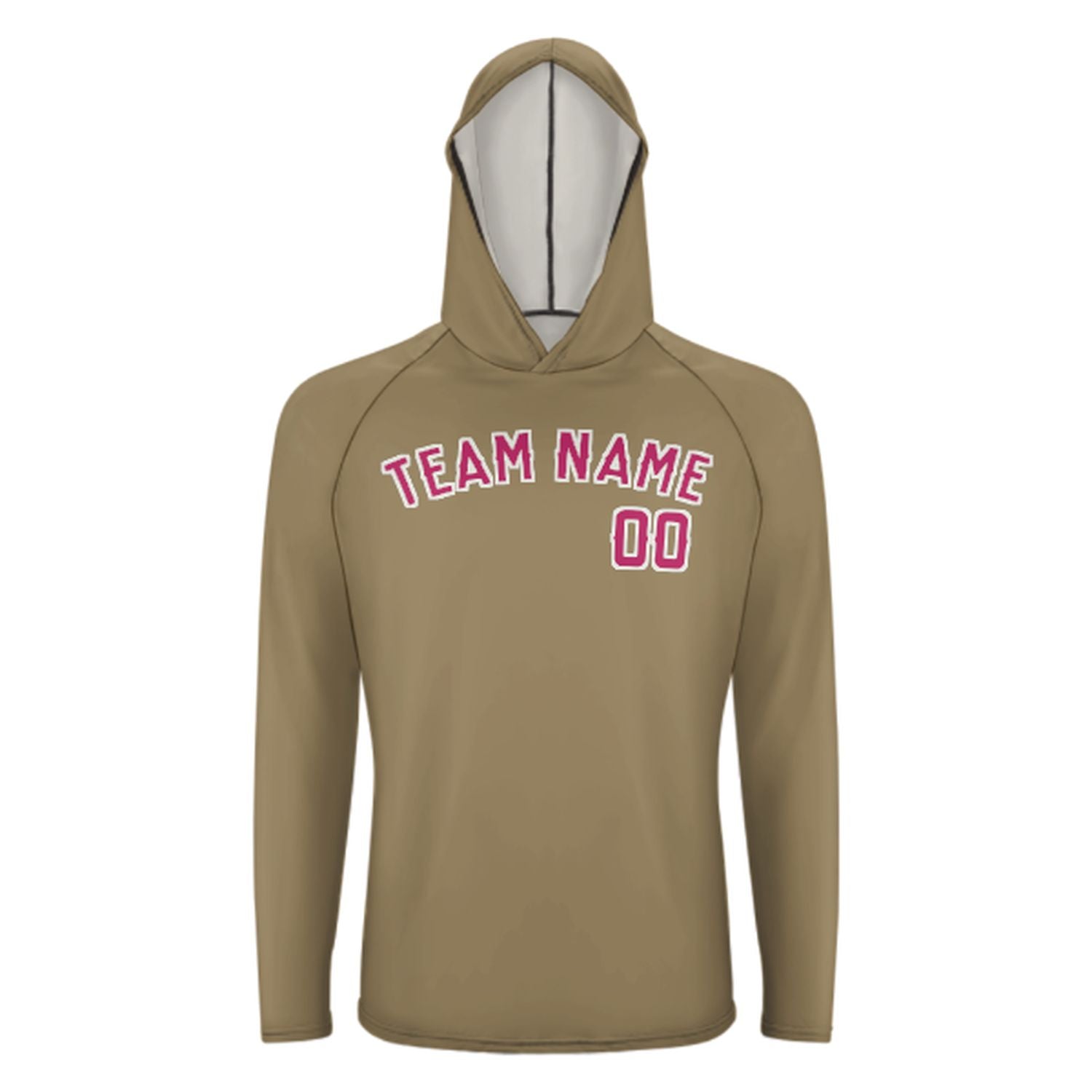 Maßgeschneidertes Hellkhaki Rosarot UV-Hoodie