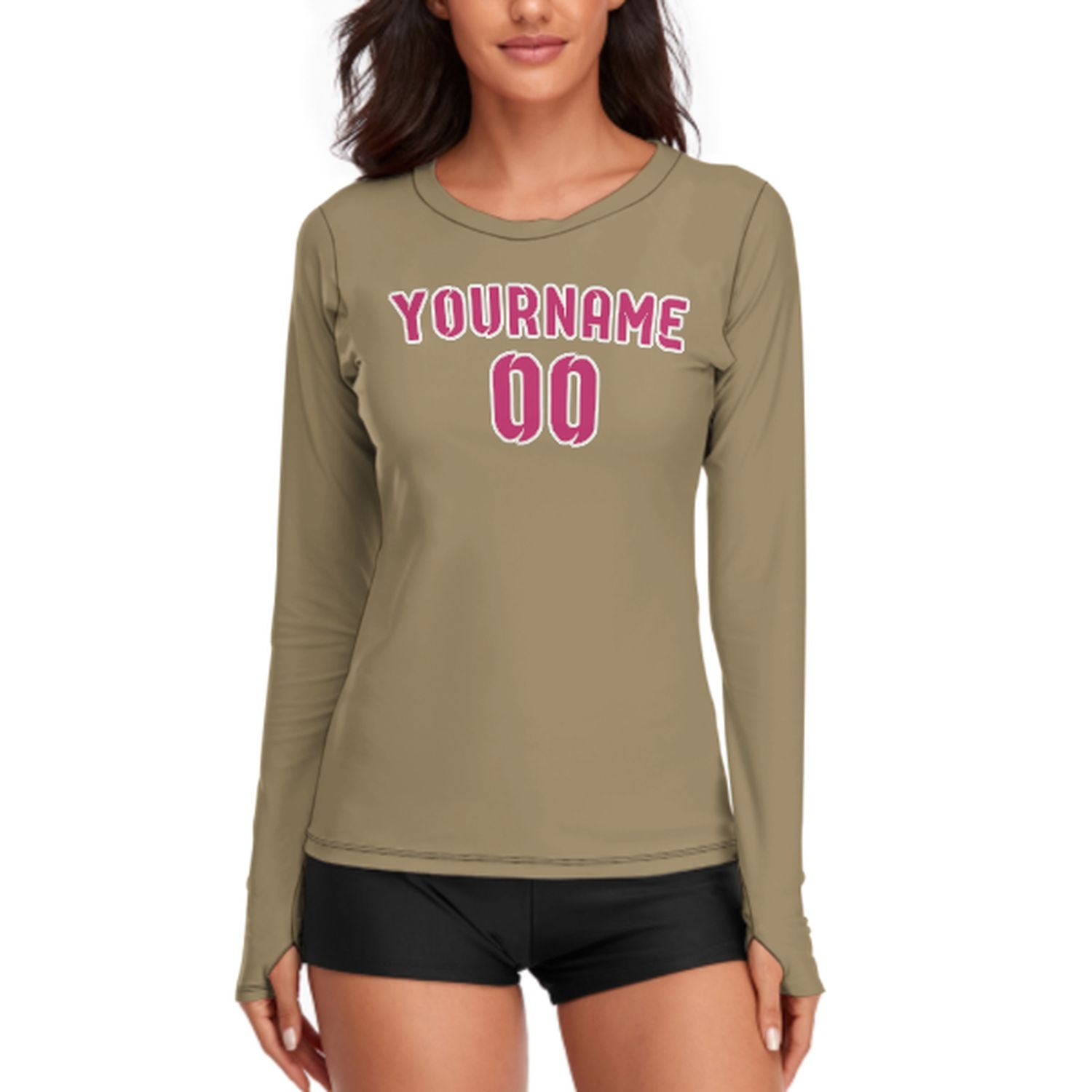 Camicia a maniche lunghe da donna in rosa kaki chiaro su misura
