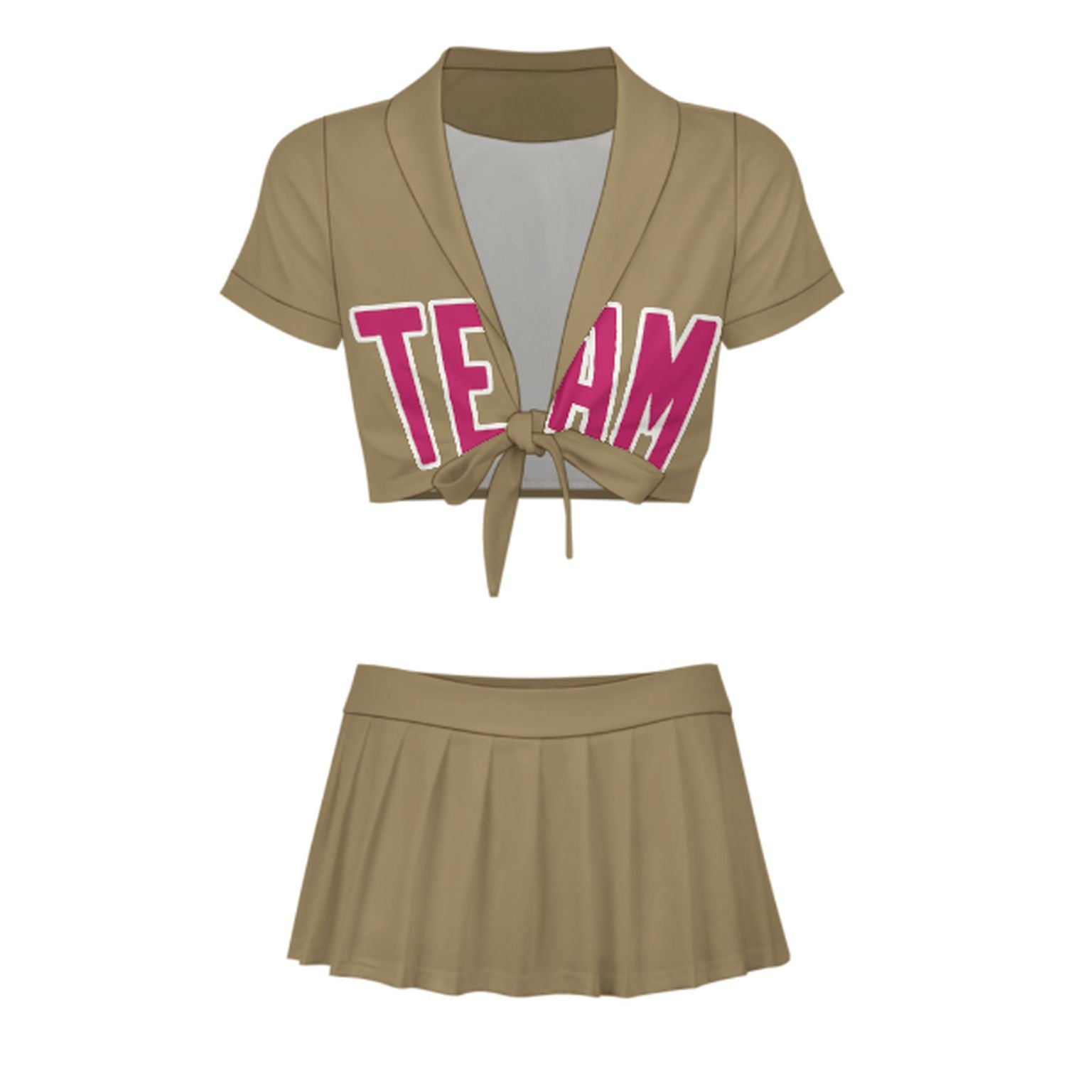 Maßgeschneidertes Hellkhaki Rosarot Cheerleader Outfit Set