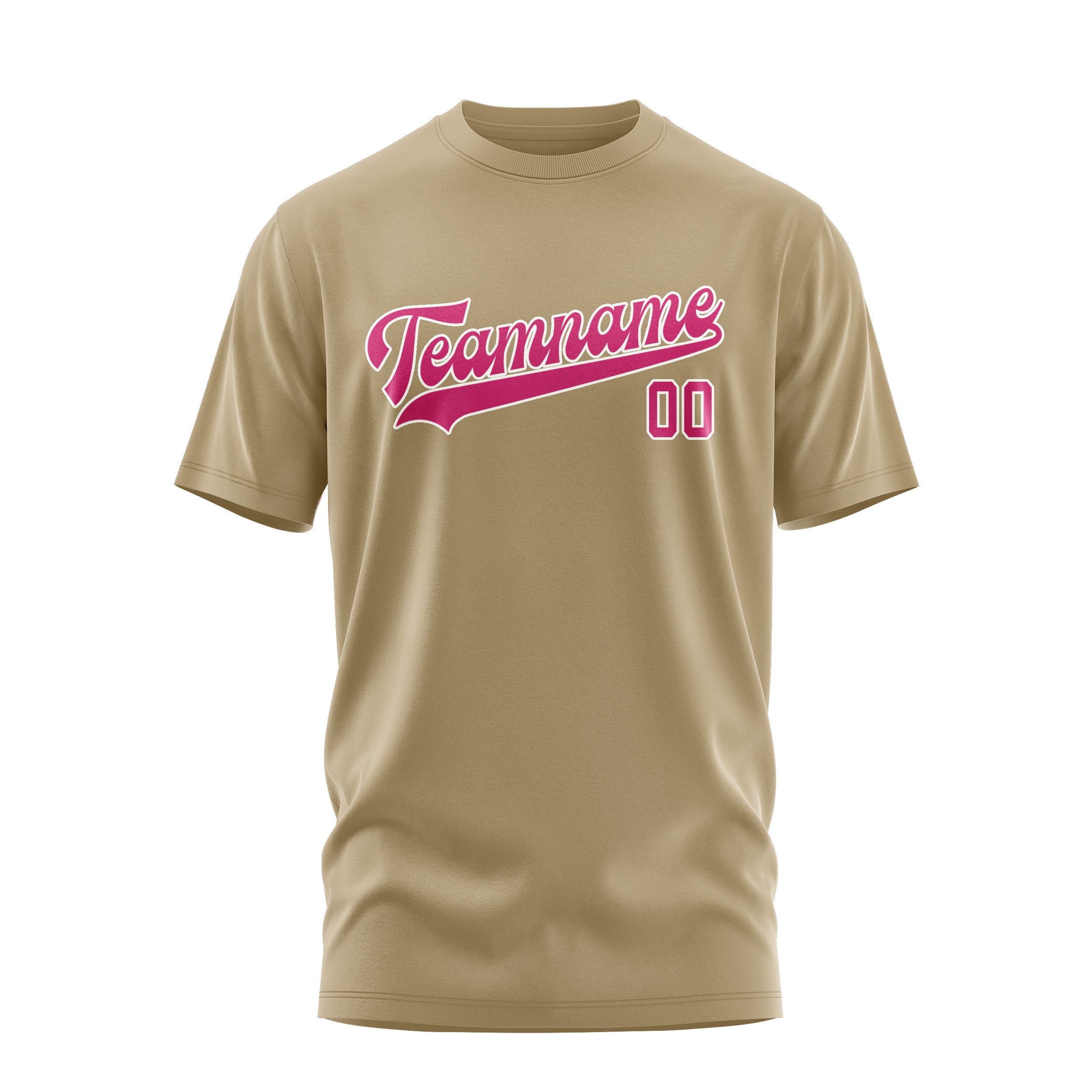 Maßgeschneidertes Hellkhaki Rosarot T-Shirt