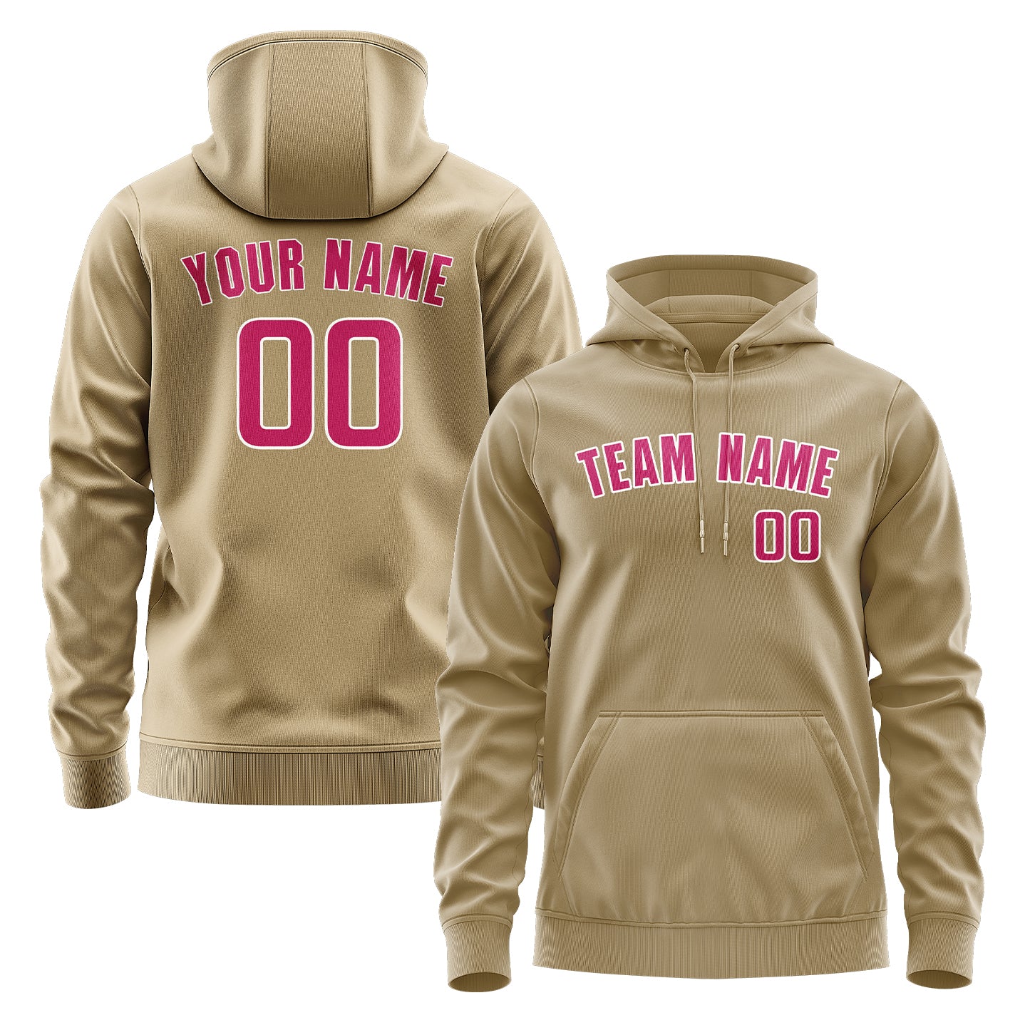 Maßgeschneidertes Hellkhaki Rosarot Hoodie