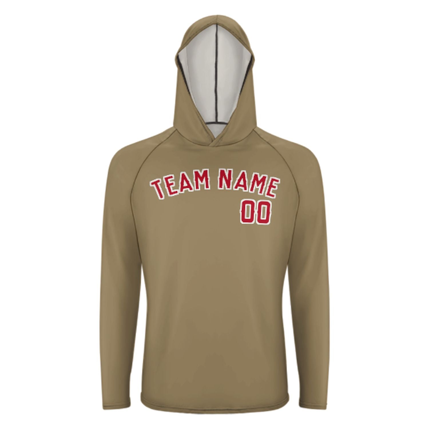 Maßgeschneidertes Hellkhaki Rot UV-Hoodie
