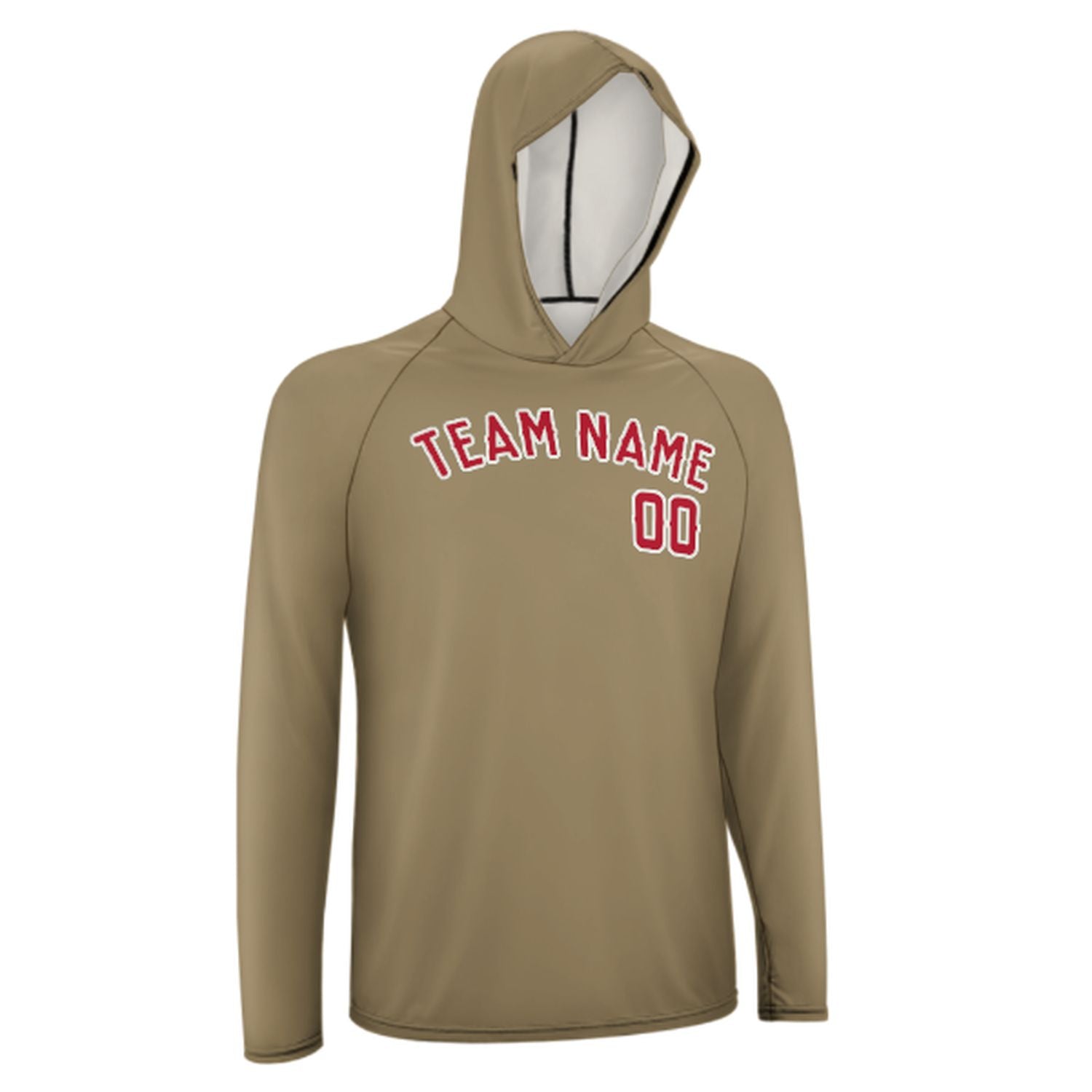 Maßgeschneidertes Hellkhaki Rot UV-Hoodie