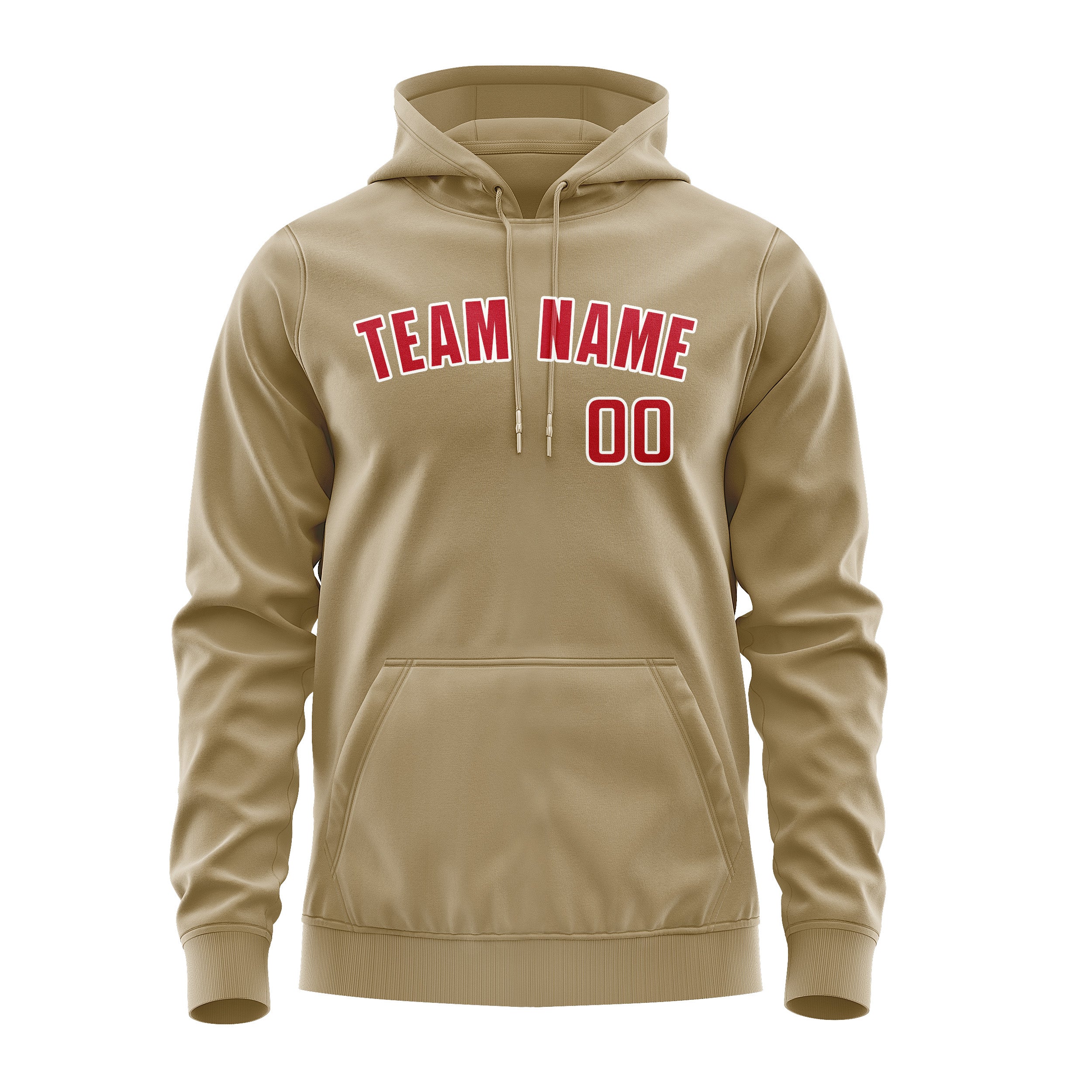 Maßgeschneidertes Hellkhaki Rot Hoodie