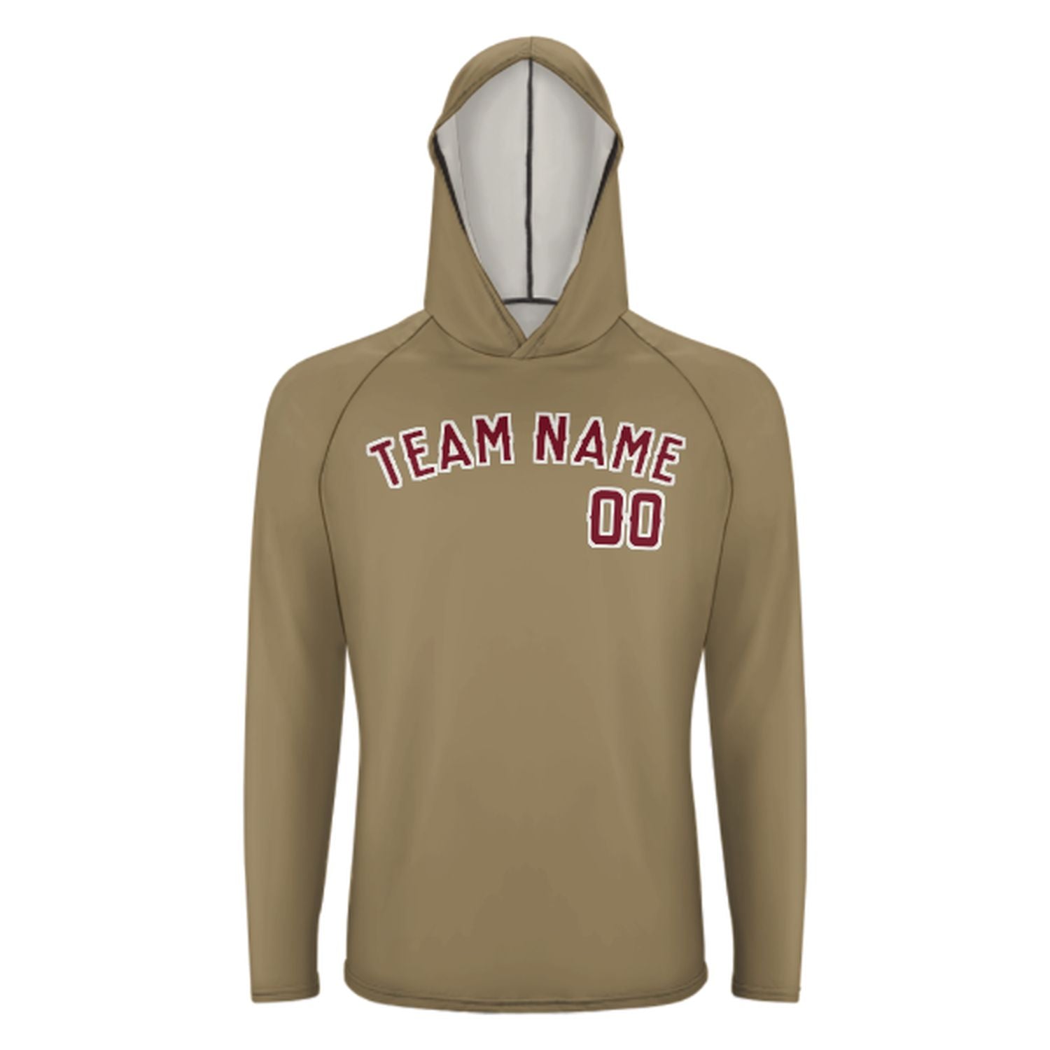 Maßgeschneidertes Hellkhaki Karmesinrot UV-Hoodie