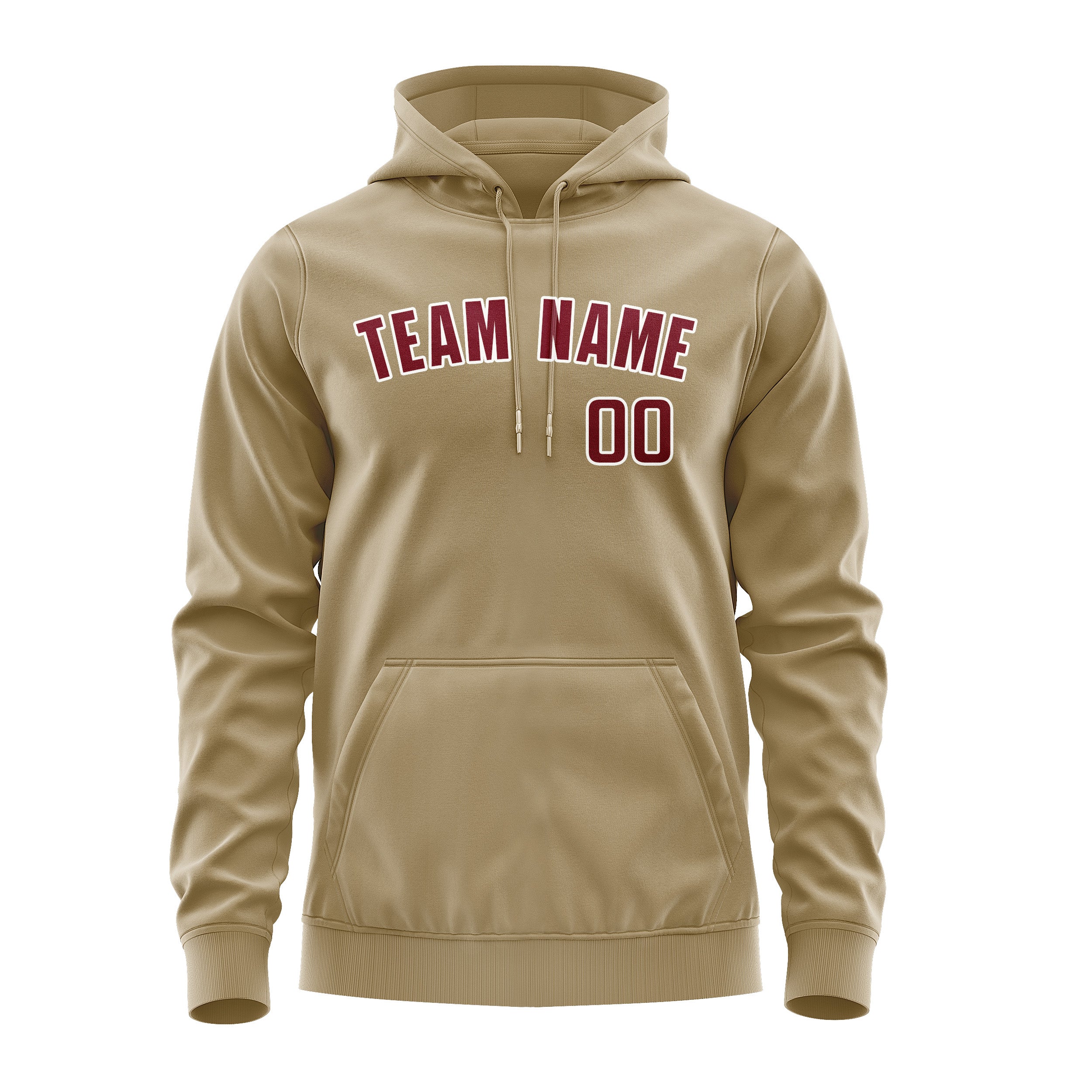 Maßgeschneidertes Hellkhaki Karmesinrot Hoodie