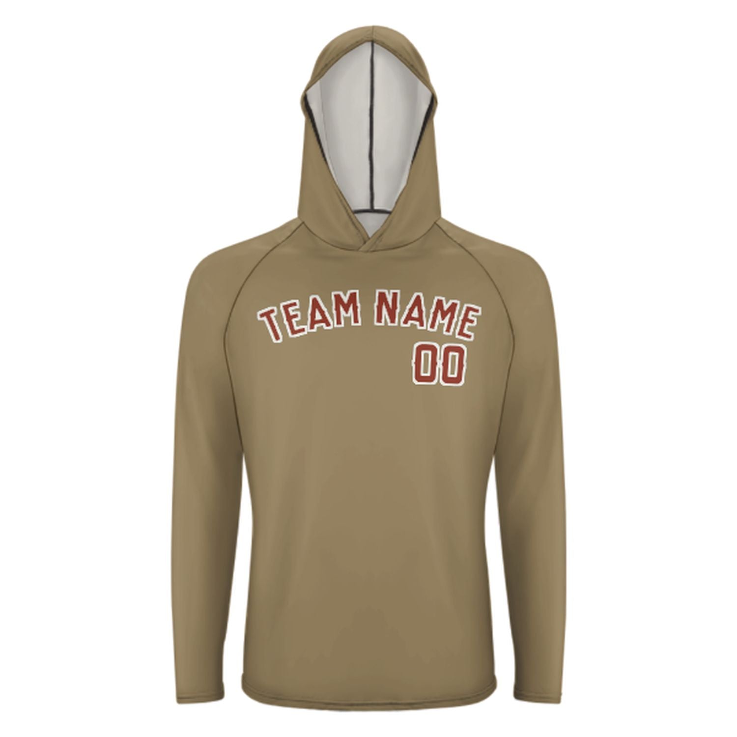 Maßgeschneidertes Hellkhaki Korallenrot UV-Hoodie