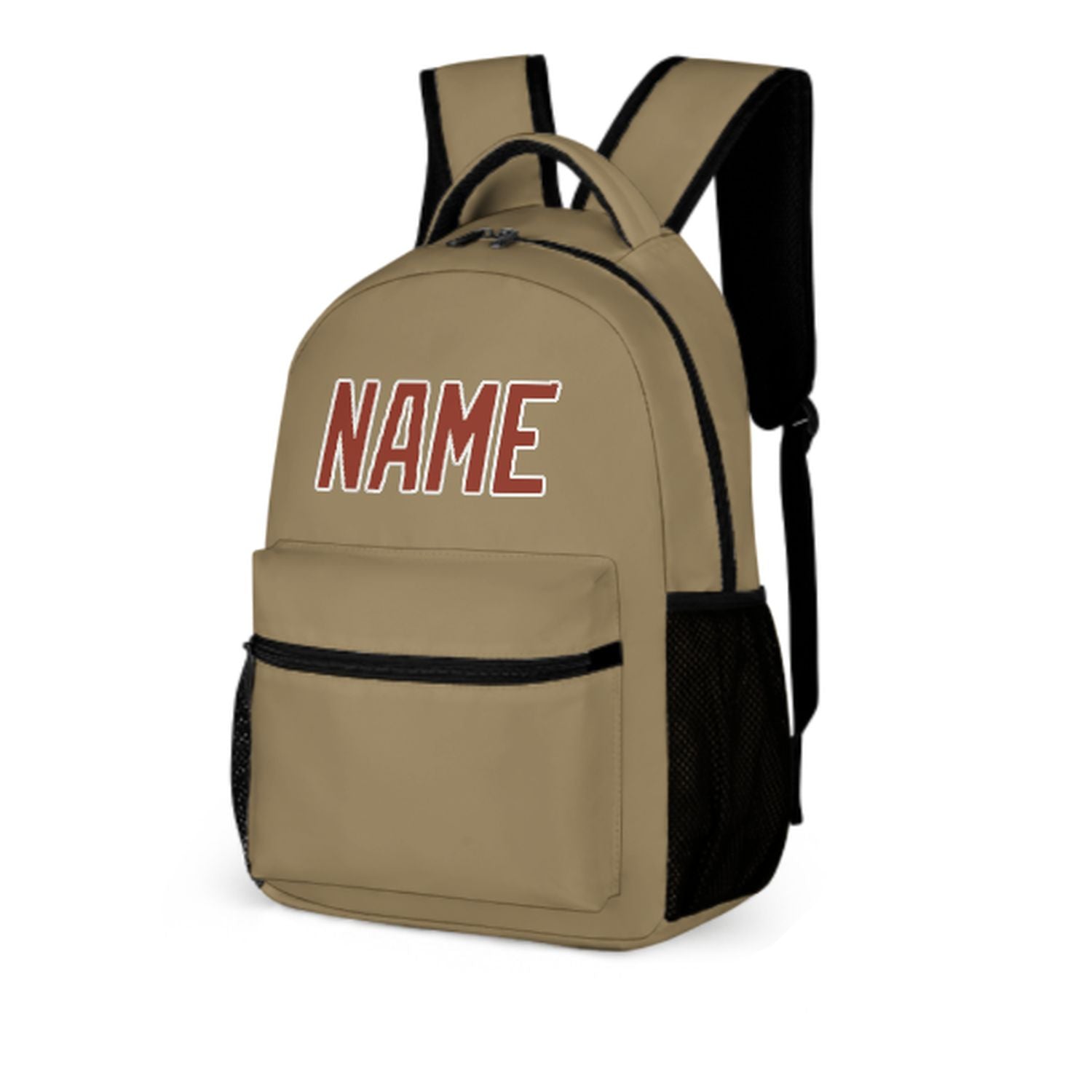 Maßgeschneidertes Hellkhaki Korallenrot Kinderrucksack
