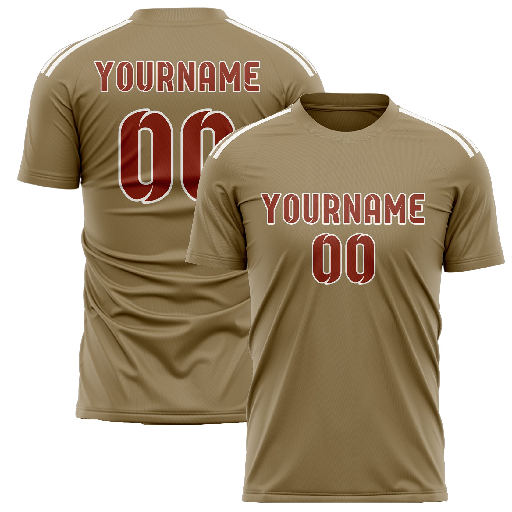 Benutzerdefiniertes Professionelles Hellkhaki Korallenrot Fußballtrikot