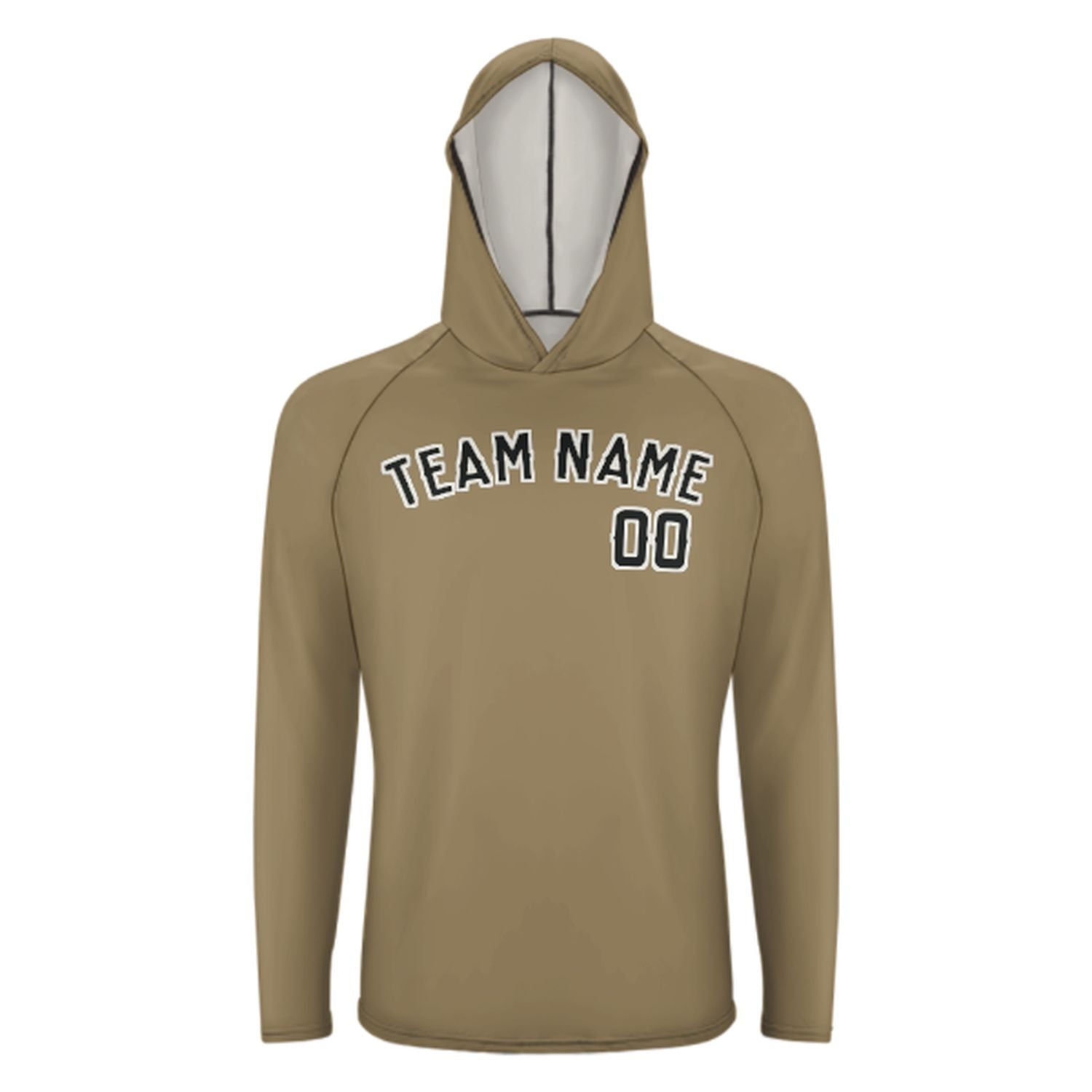 Maßgeschneidertes Hellkhaki Schwarz UV-Hoodie