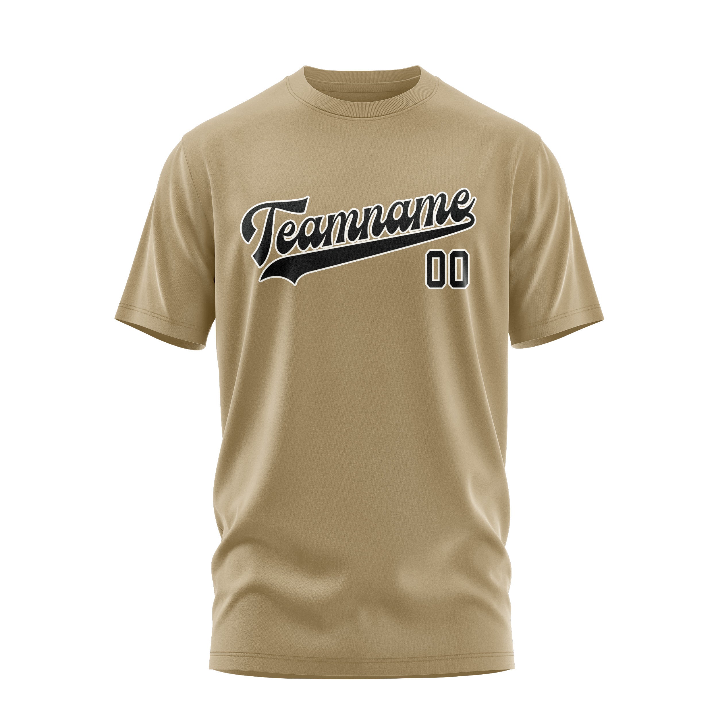 Maßgeschneidertes Hellkhaki Schwarz T-Shirt