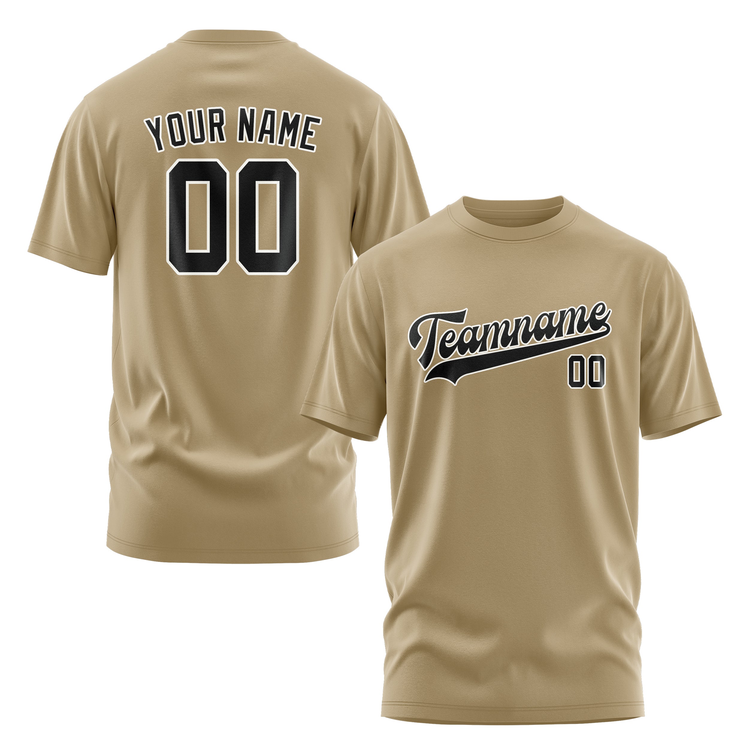 Maßgeschneidertes Hellkhaki Schwarz T-Shirt