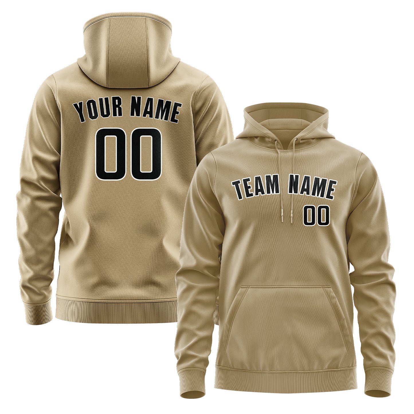 Maßgeschneidertes Hellkhaki Schwarz Hoodie