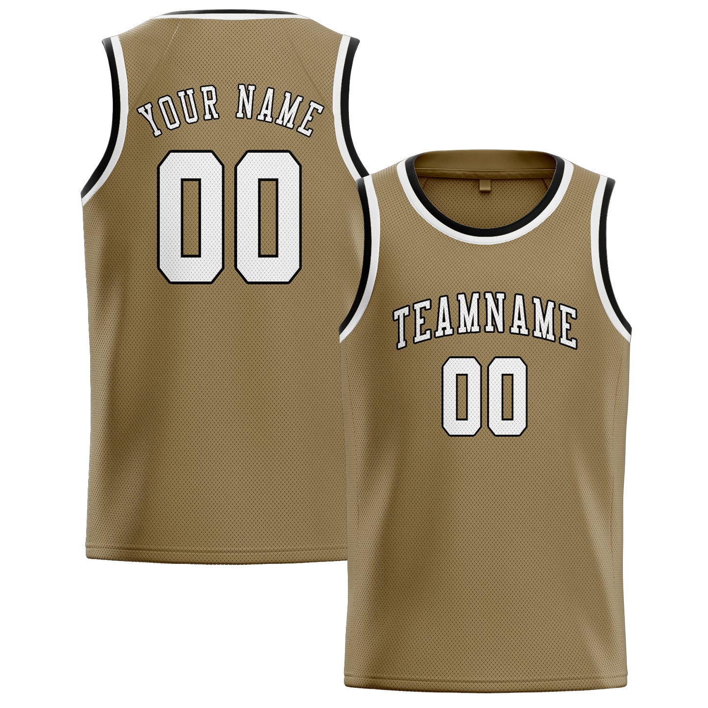 Benutzerdefiniertes Professionelles Hellkhaki Weiß Basketballtrikot