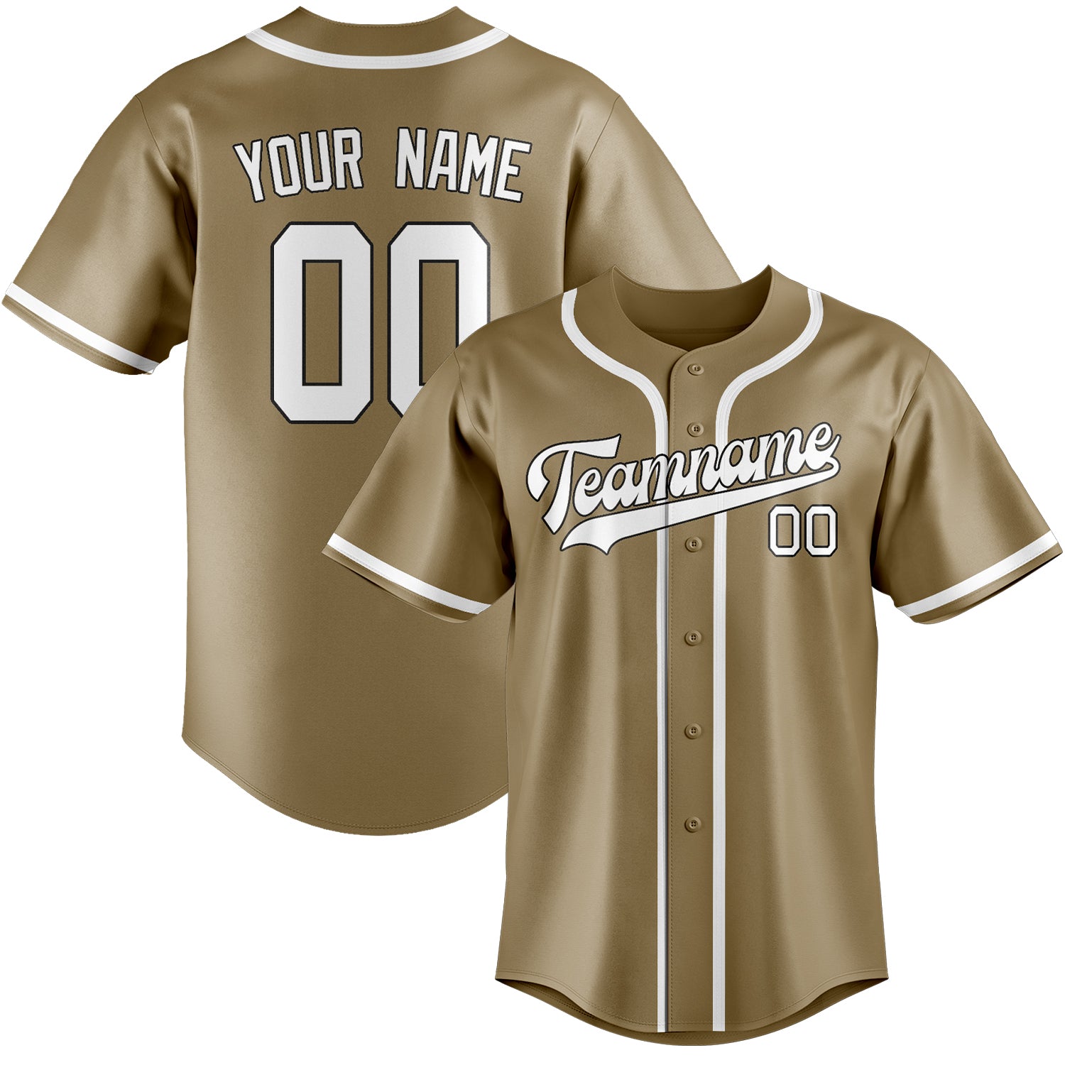 Benutzerdefiniertes Professionelles Hellkhaki Weiß Baseballtrikot