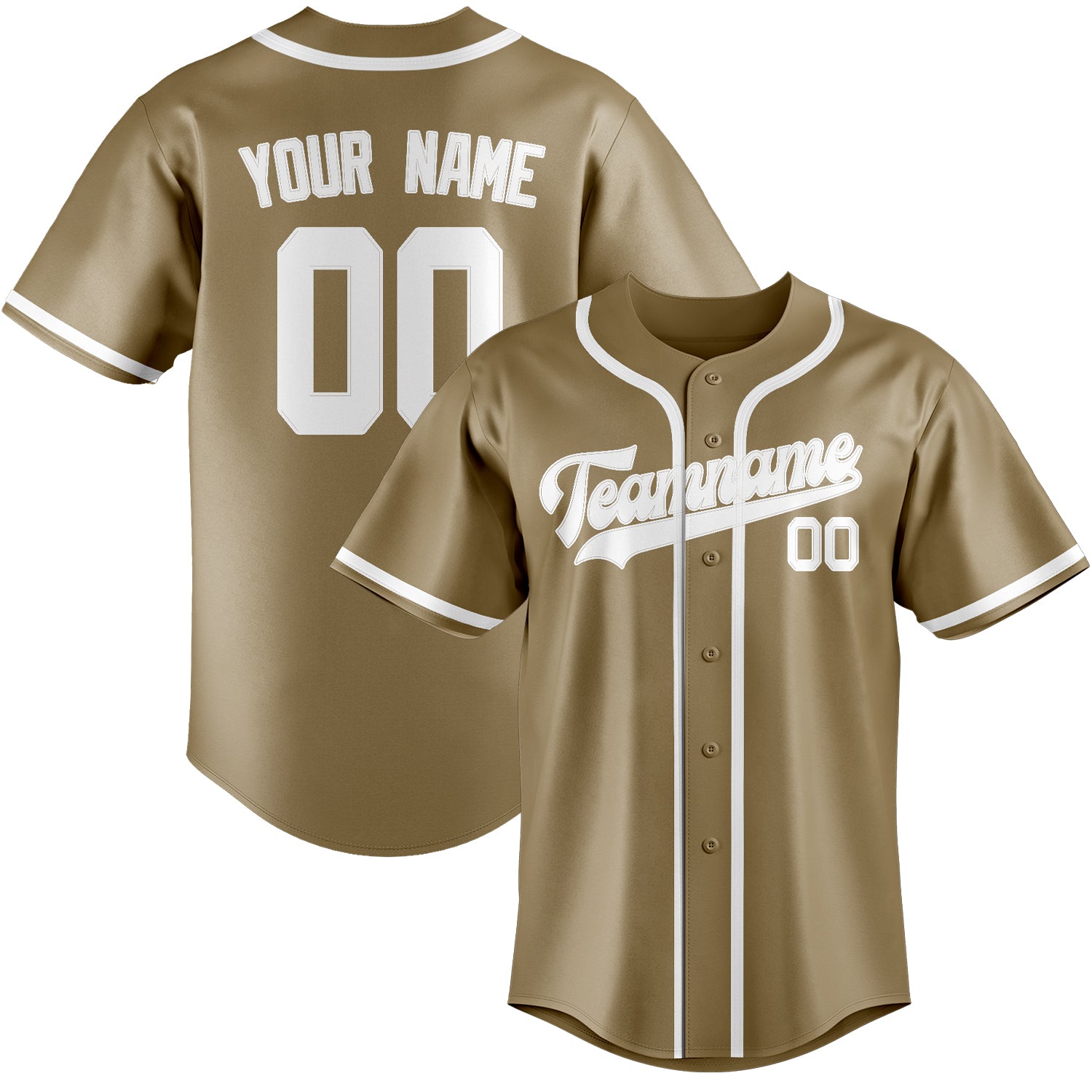 Benutzerdefiniertes Professionelles Hellkhaki Weiß Baseballtrikot