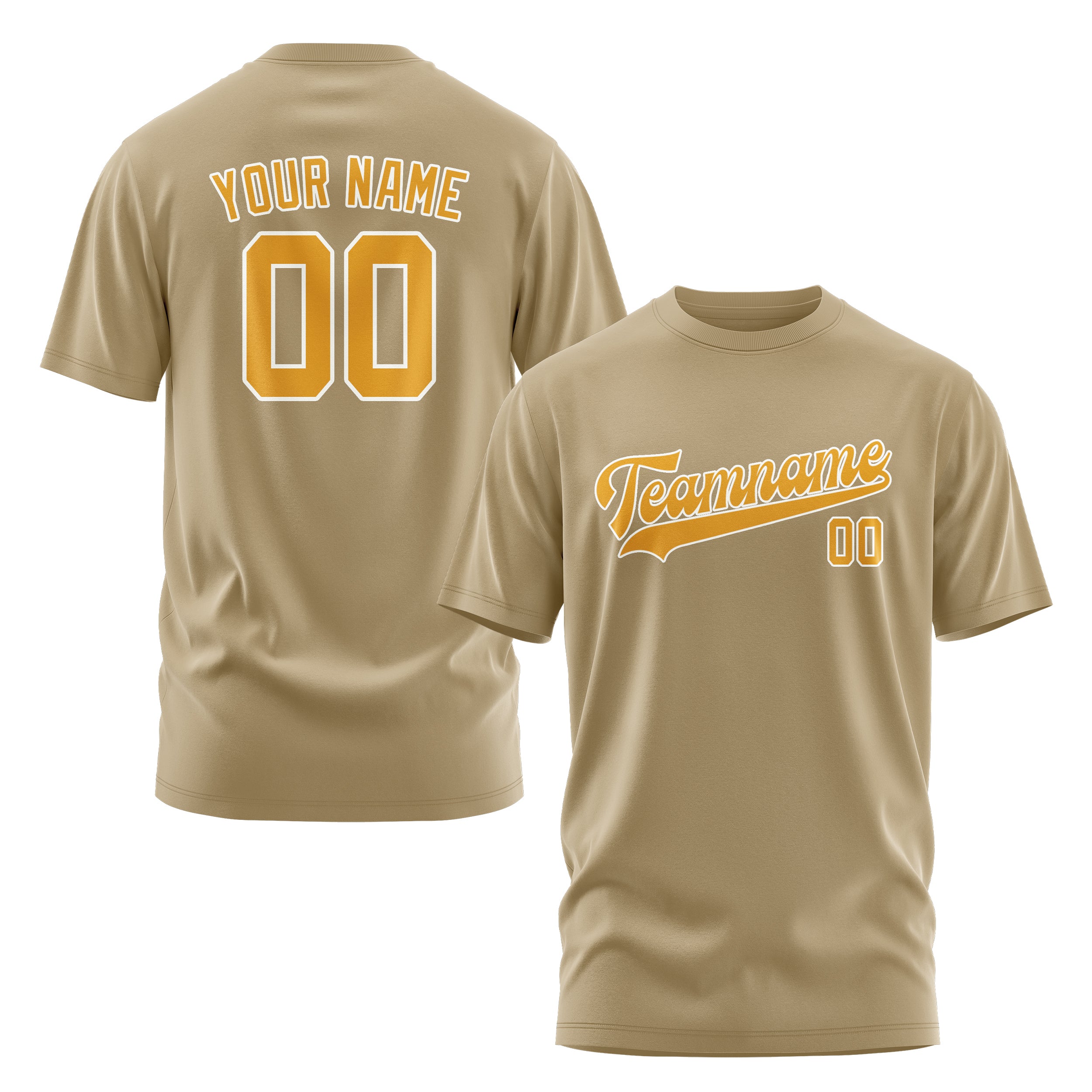 Maßgeschneidertes Hellkhaki Gelb T-Shirt