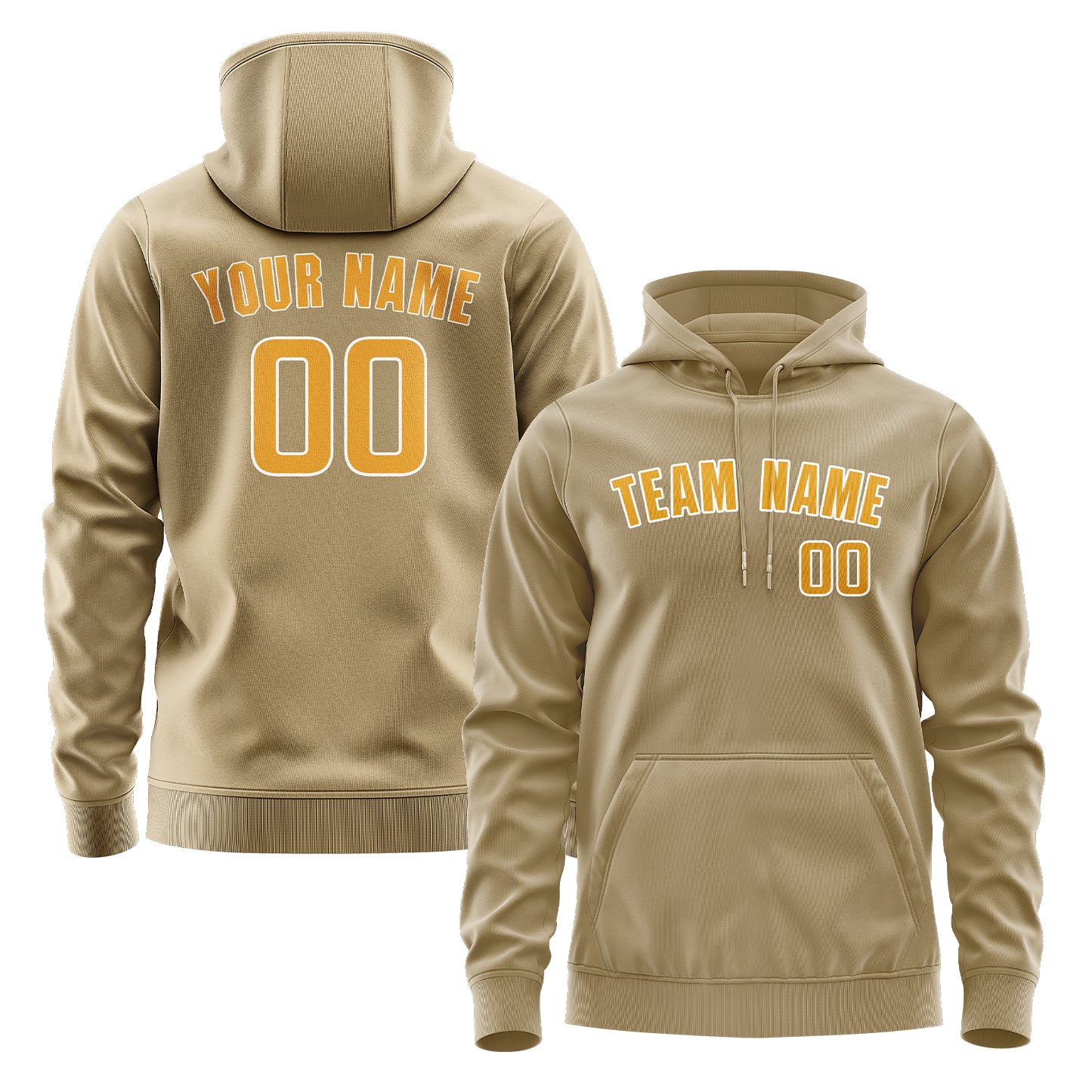 Maßgeschneidertes Hellkhaki Gelb Hoodie