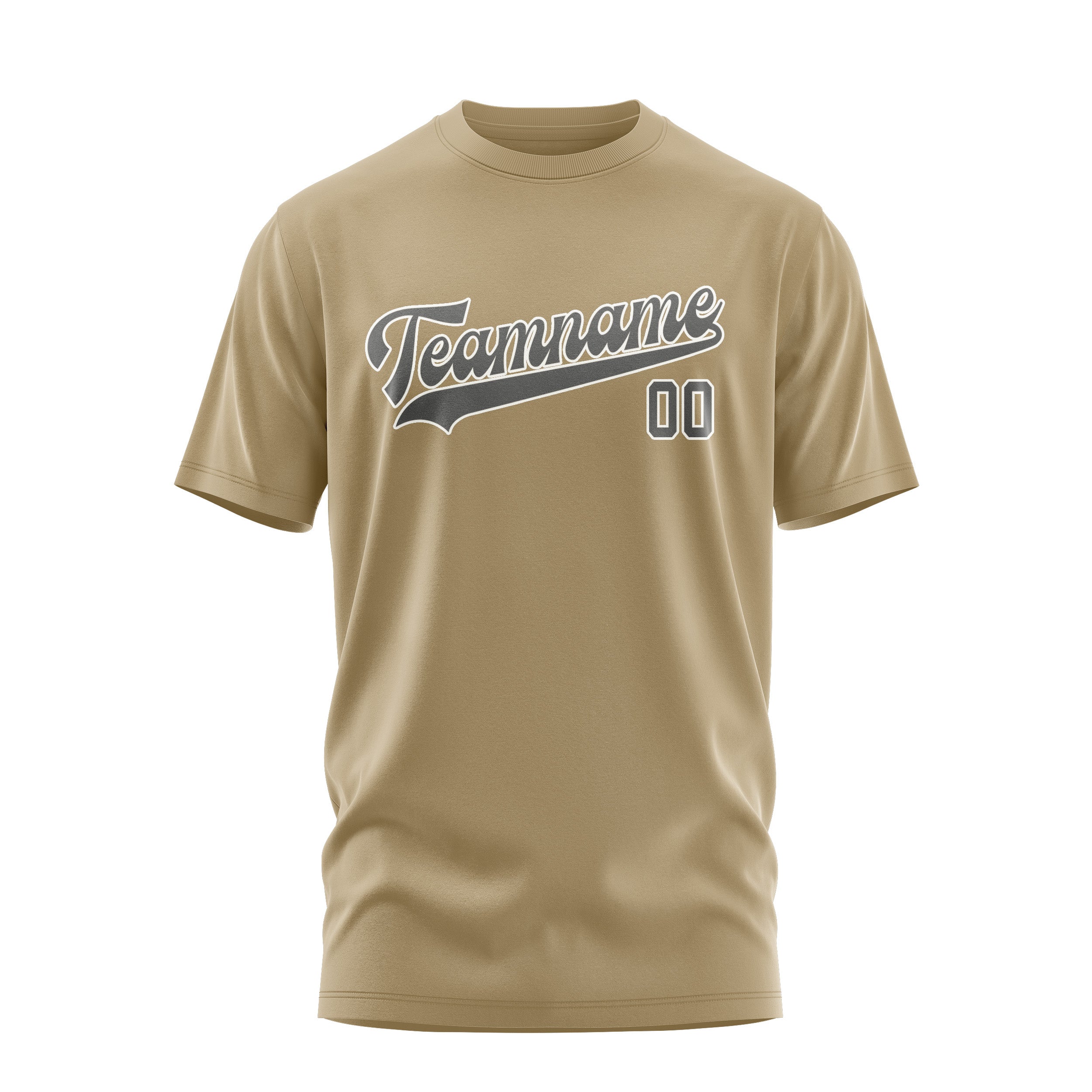 Maßgeschneidertes Hellkhaki Dunkelgrau T-Shirt