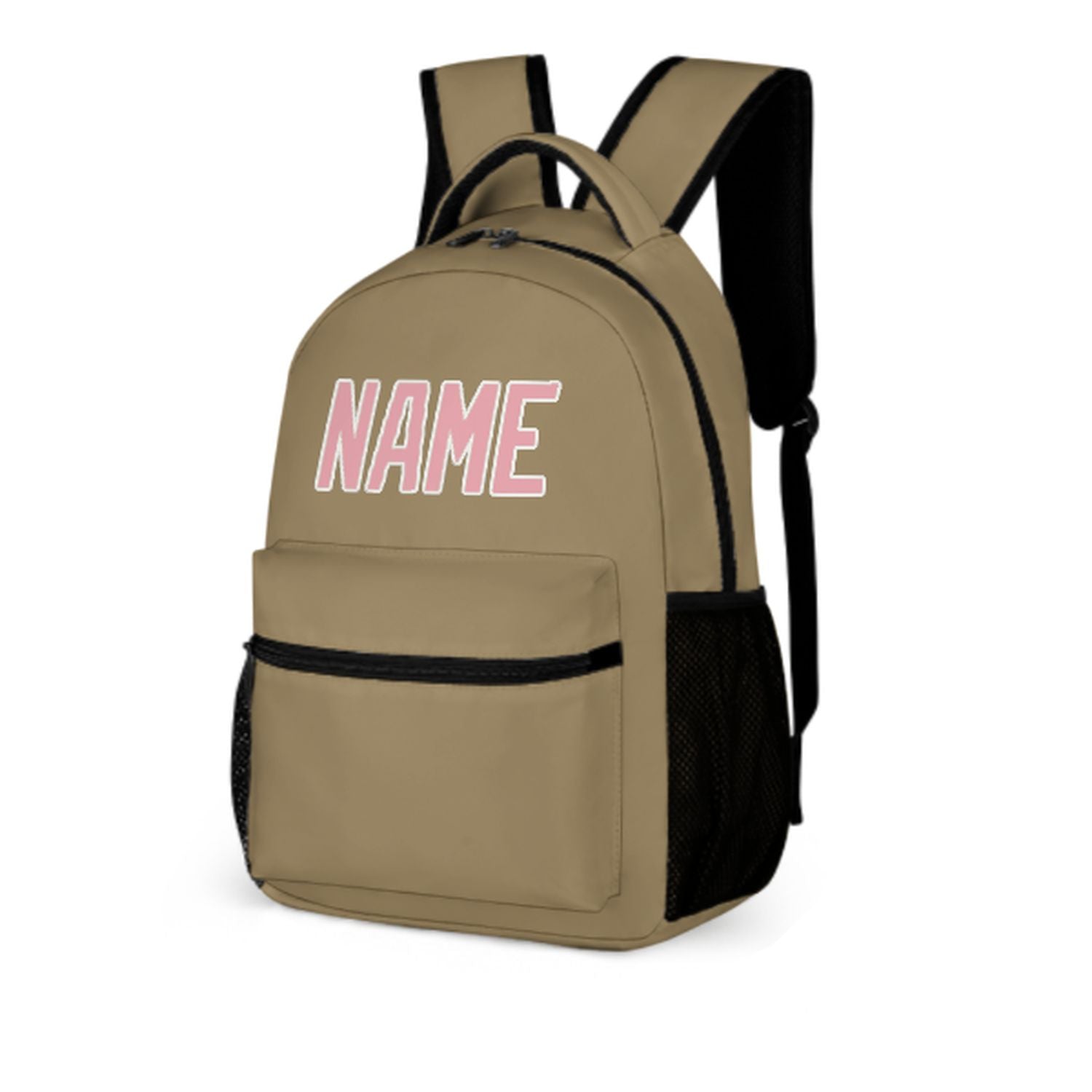 Maßgeschneidertes Hellkhaki Rosa Kinderrucksack