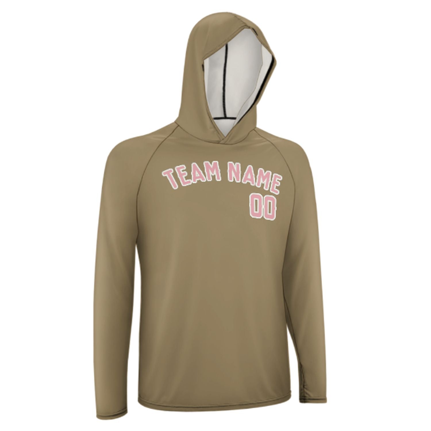 Maßgeschneidertes Hellkhaki Rosa UV-Hoodie