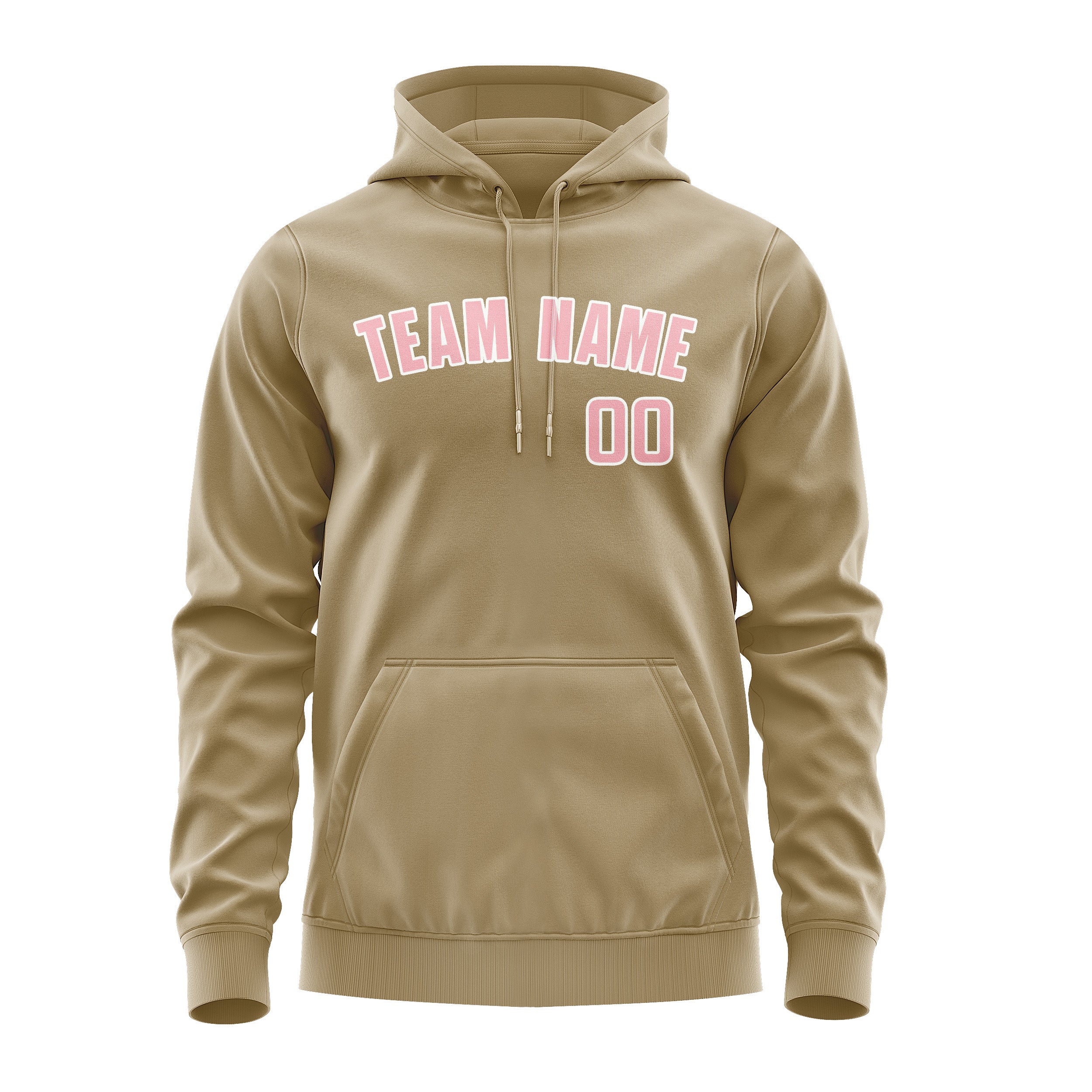 Maßgeschneidertes Hellkhaki Rosa Hoodie