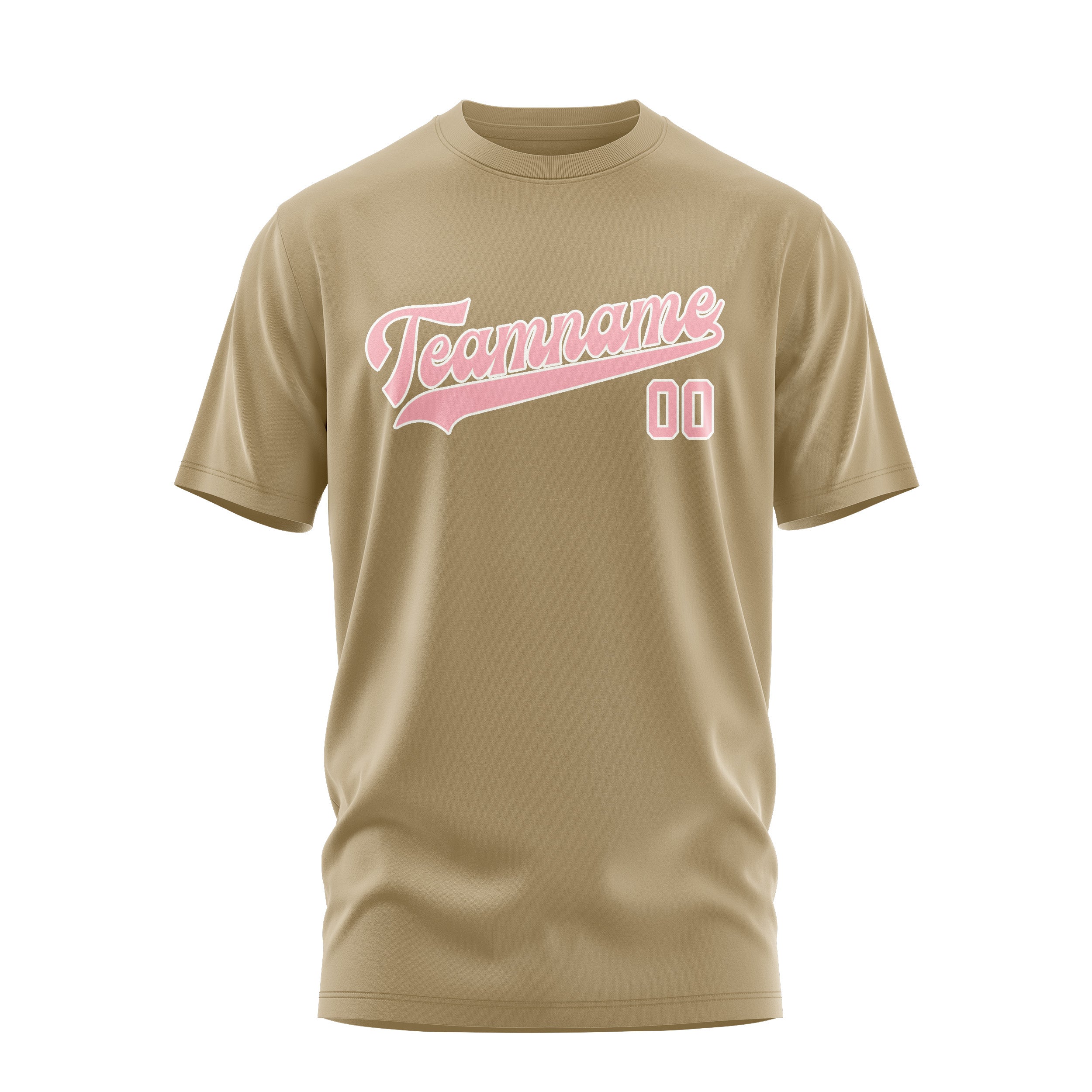 Maßgeschneidertes Hellkhaki Rosa T-Shirt