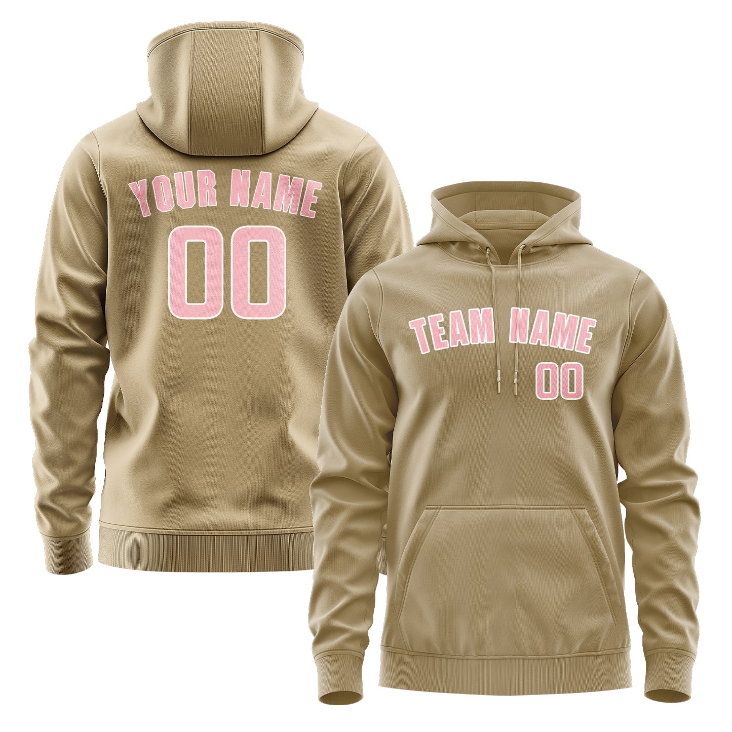 Maßgeschneidertes Hellkhaki Rosa Hoodie