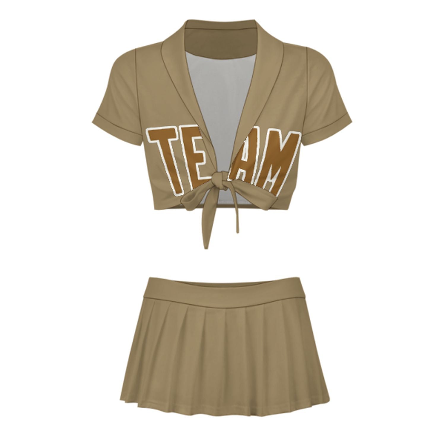 Maßgeschneidertes Hellkhaki Khaki Cheerleader Outfit Set