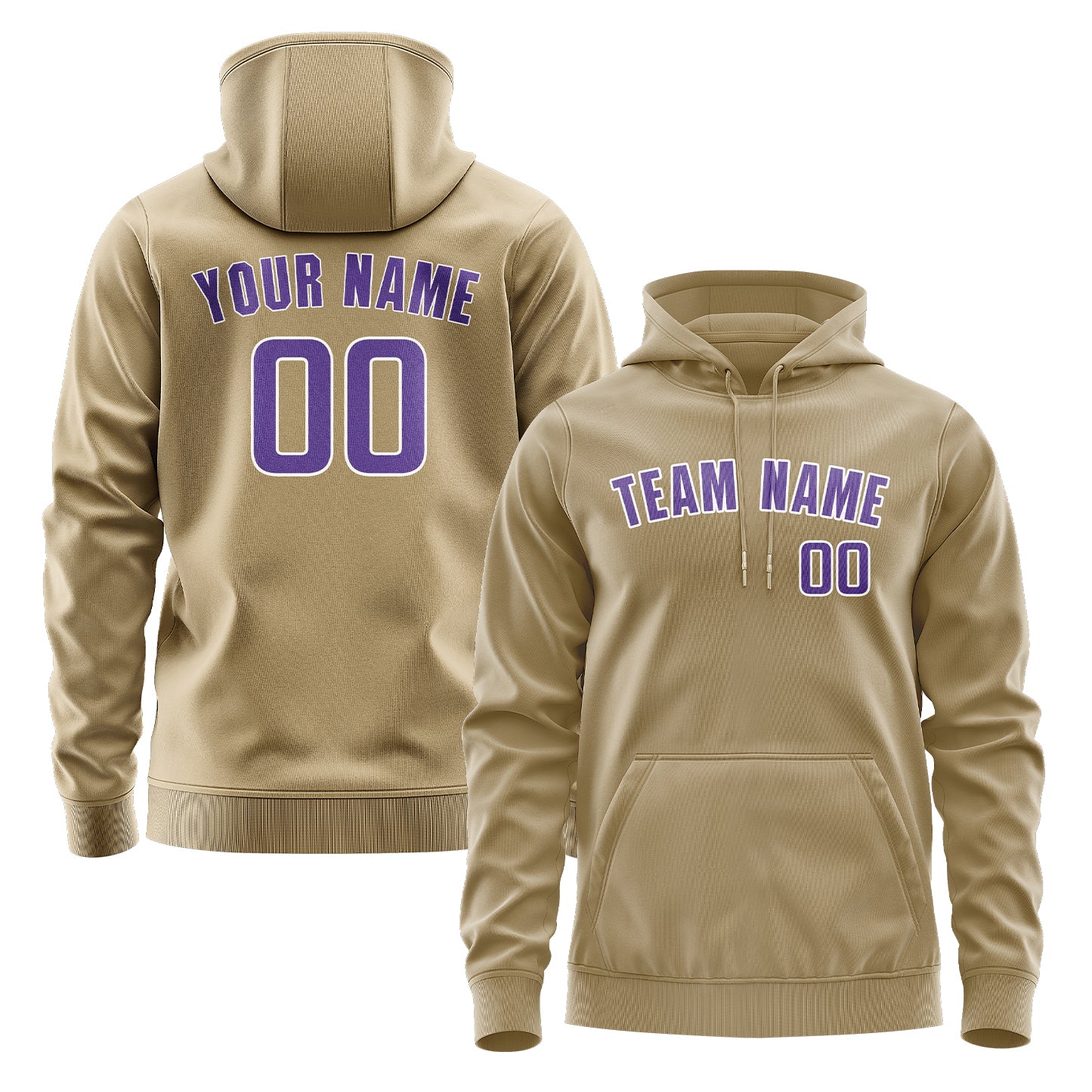 Maßgeschneidertes Hellkhaki Lavendel Hoodie