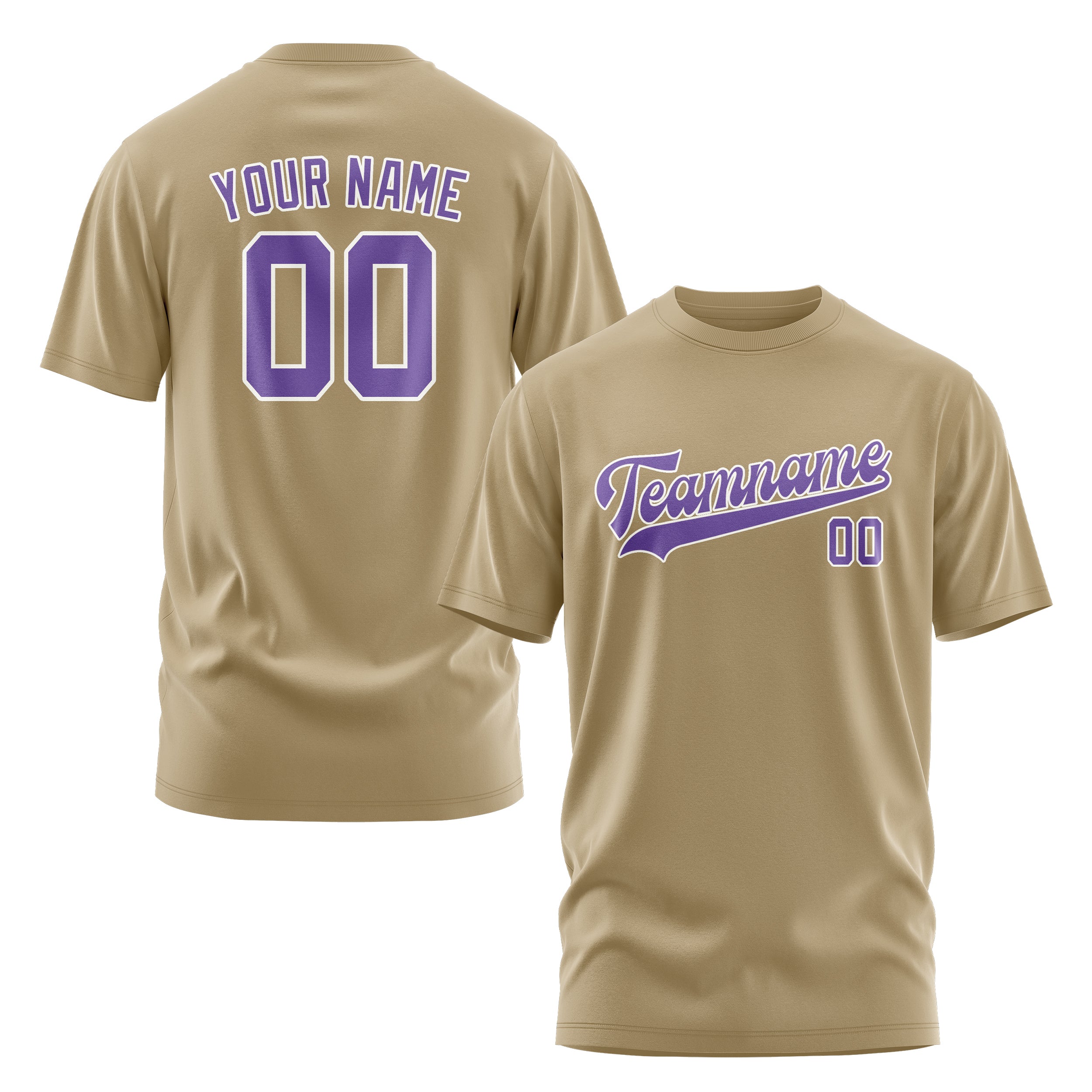 Maßgeschneidertes Hellkhaki Lavendel T-Shirt