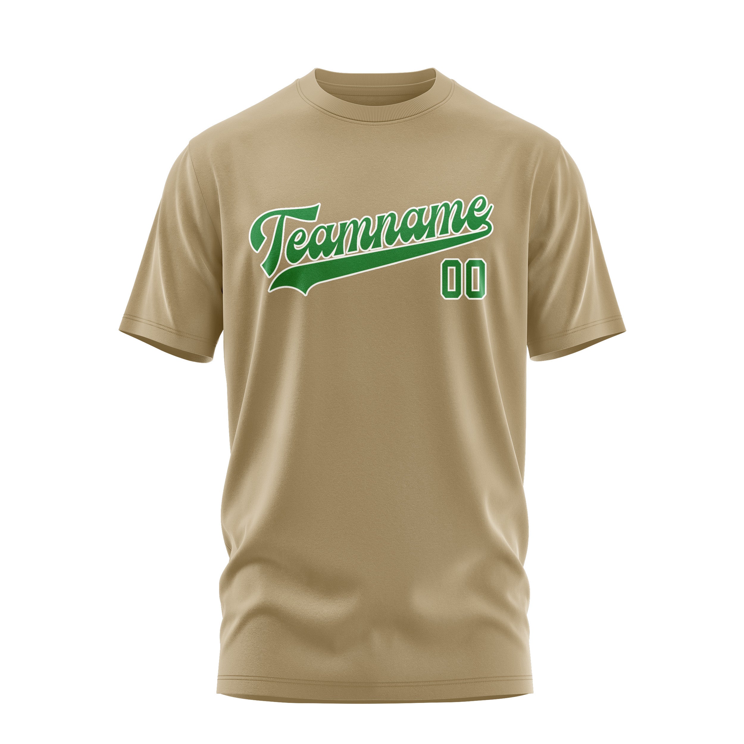 Maßgeschneidertes Hellkhaki Smaragdgrün T-Shirt