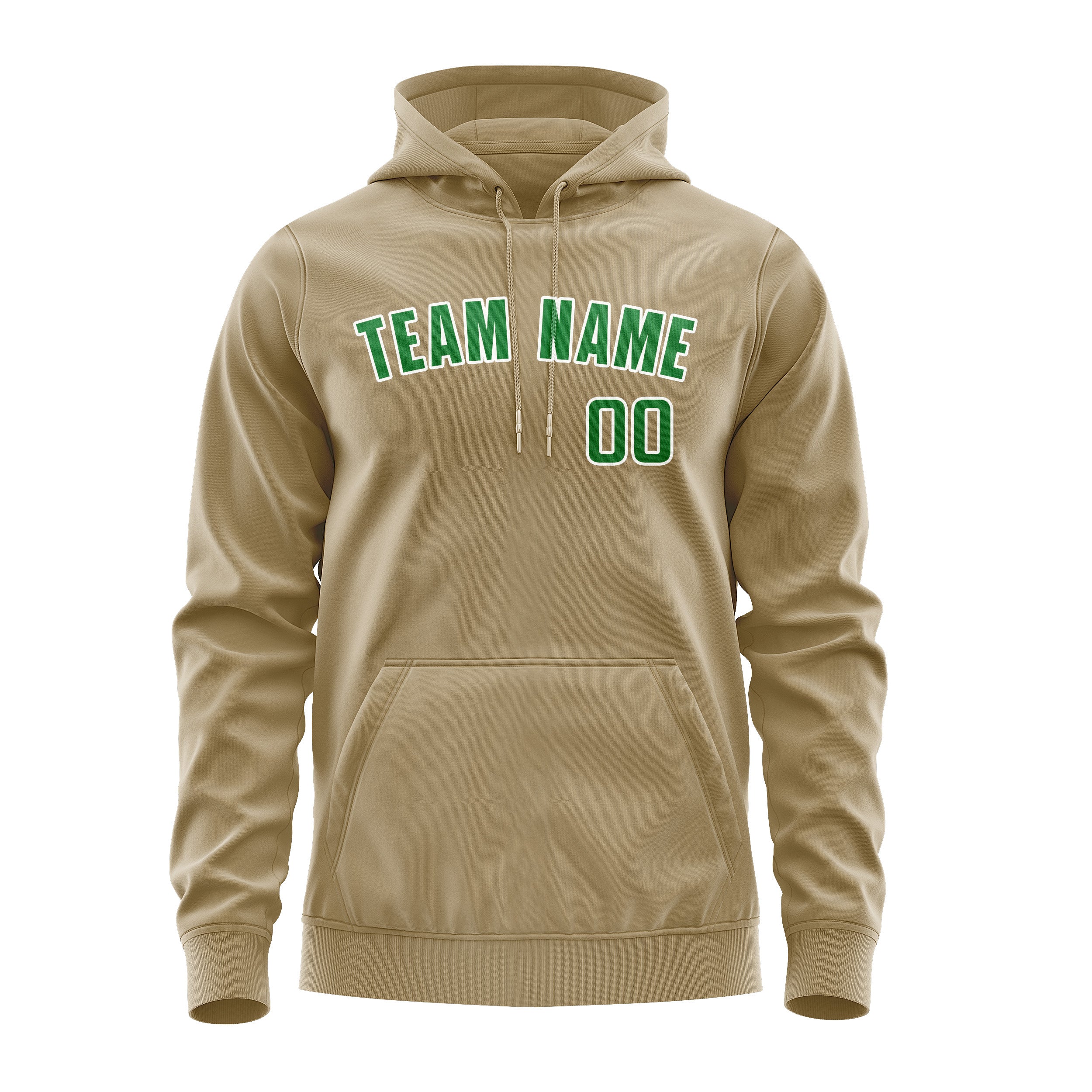 Maßgeschneidertes Hellkhaki Smaragdgrün Hoodie