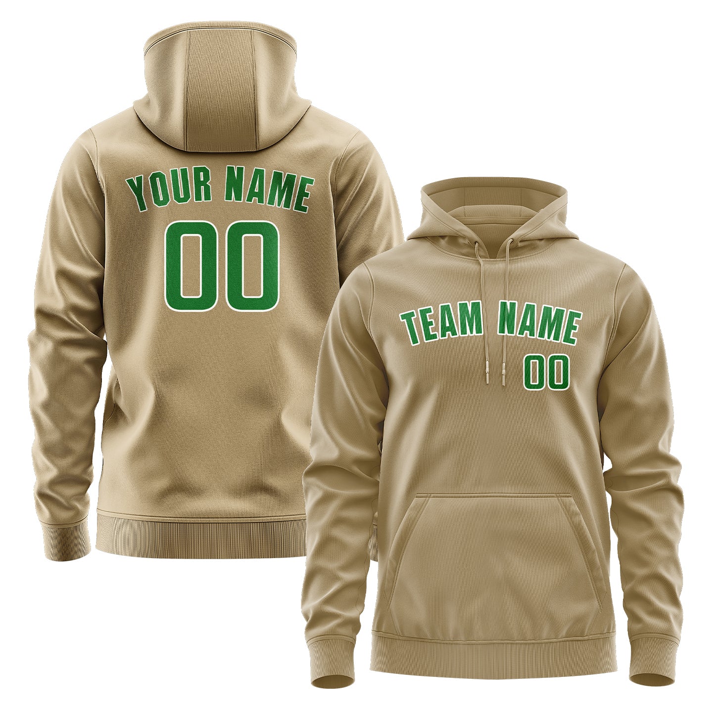 Maßgeschneidertes Hellkhaki Smaragdgrün Hoodie
