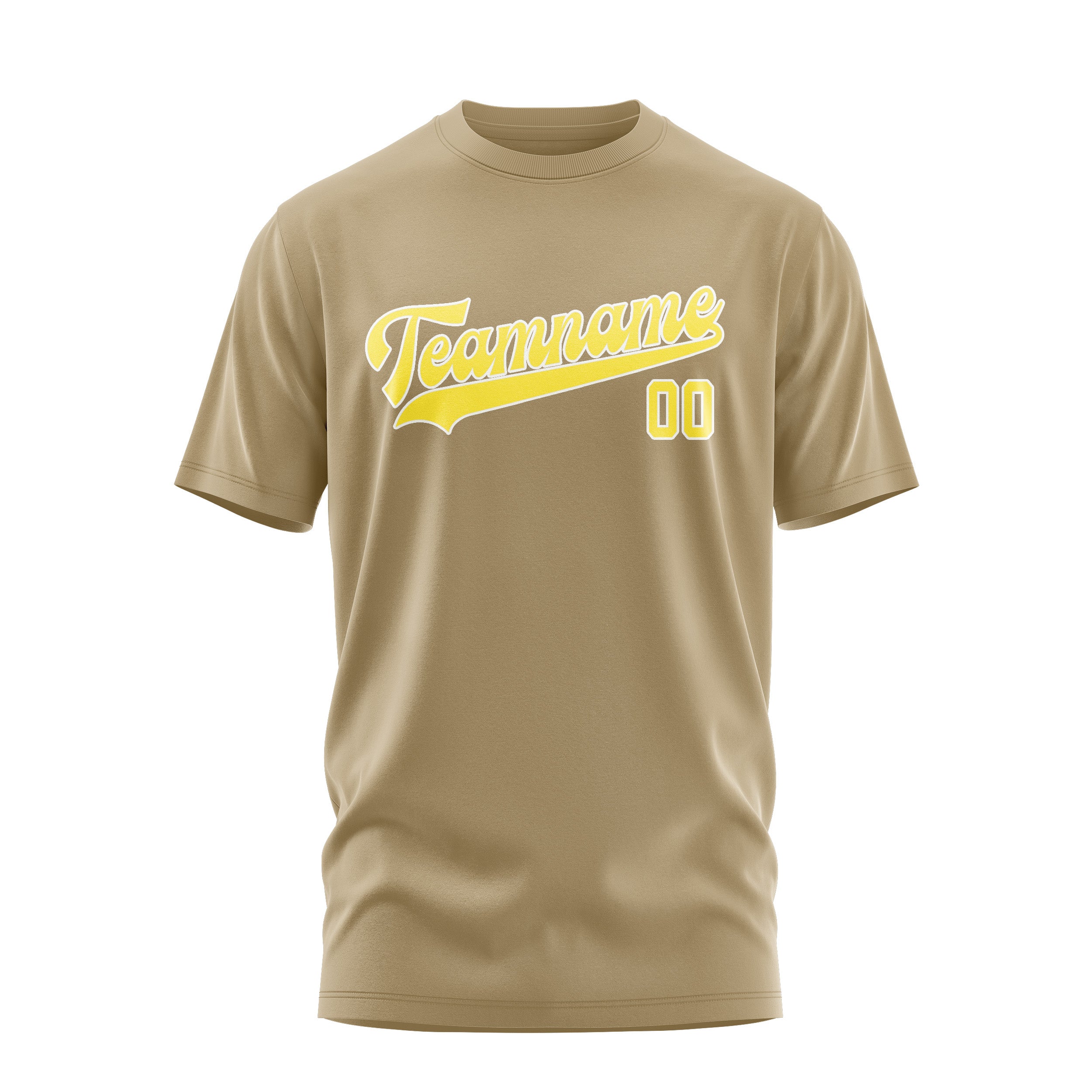 Maßgeschneidertes Hellkhaki Blassgelb T-Shirt