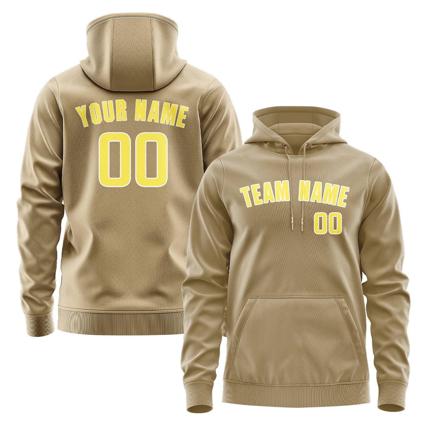 Maßgeschneidertes Hellkhaki Blassgelb Hoodie