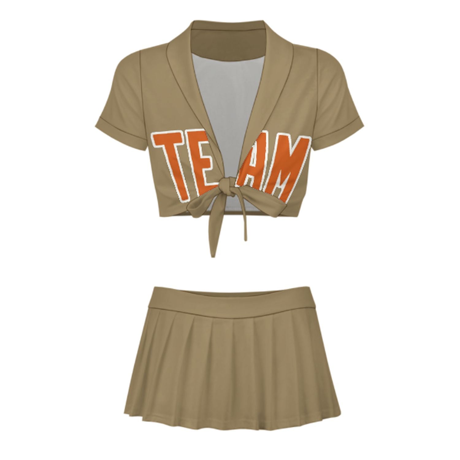 Maßgeschneidertes Hellkhaki Orange Cheerleader Outfit Set