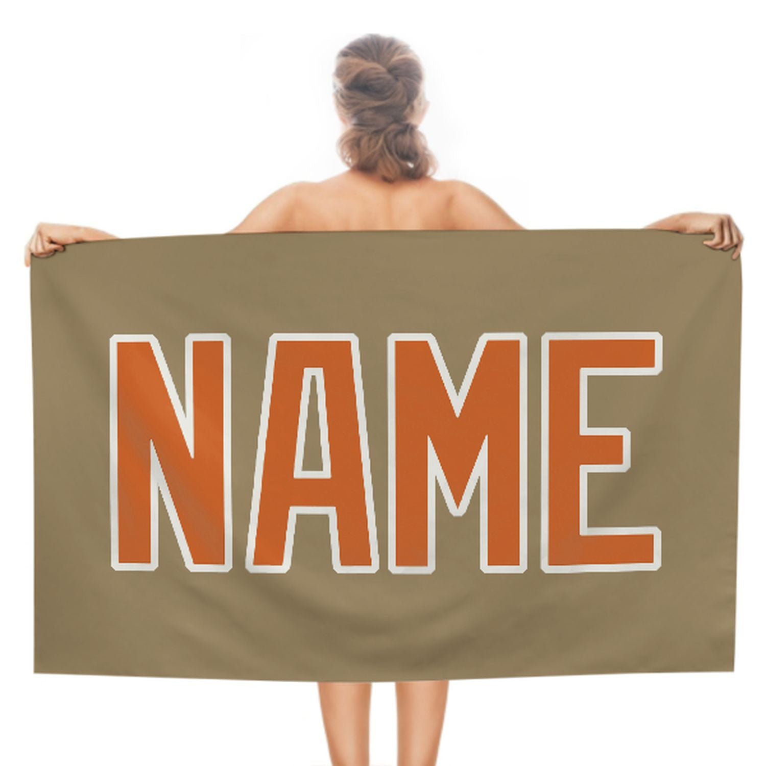 Maßgeschneidertes Hellkhaki Orange Strandtuch